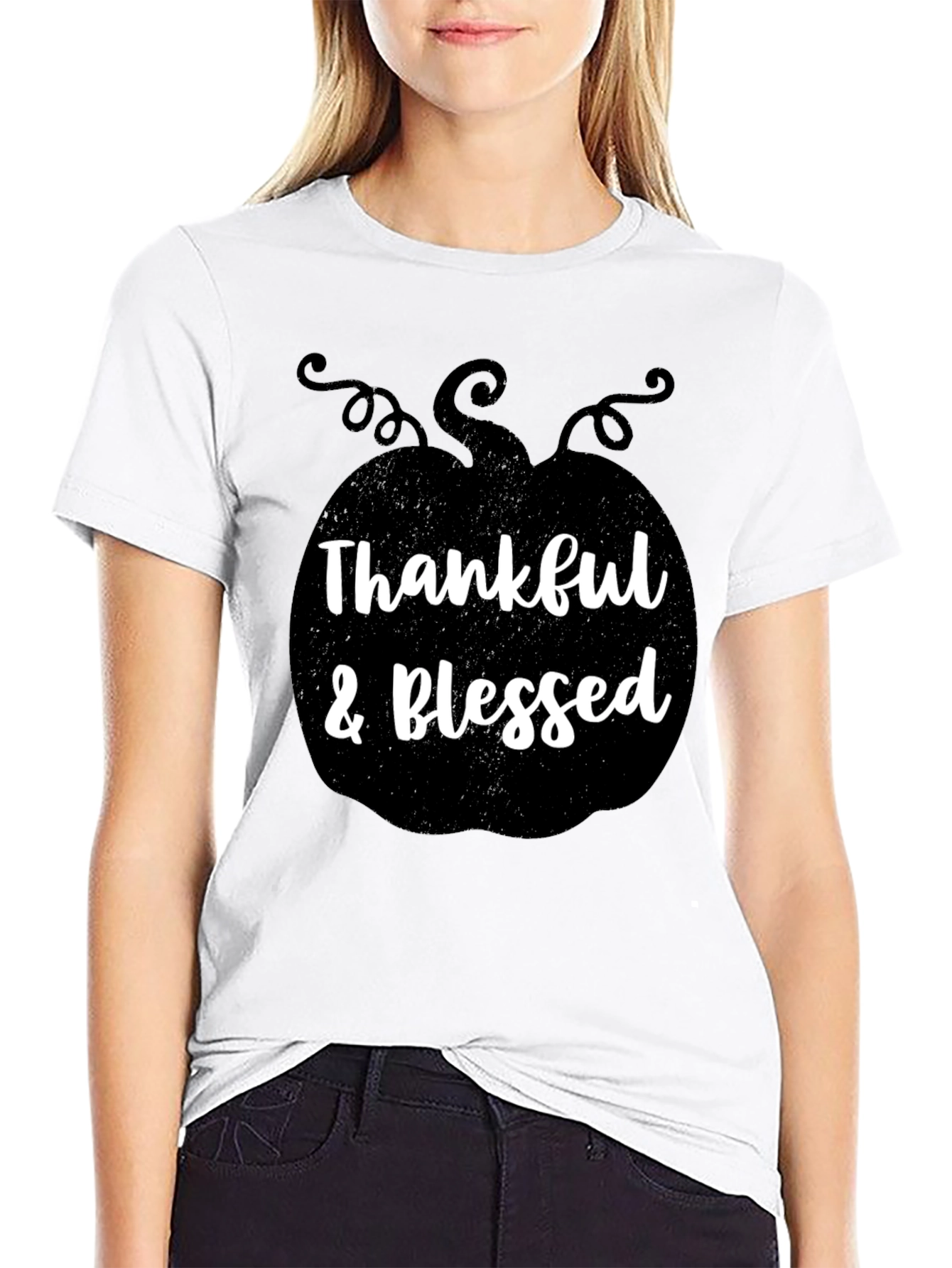 Thankful & Blessed Pumpkin Graphic Tee