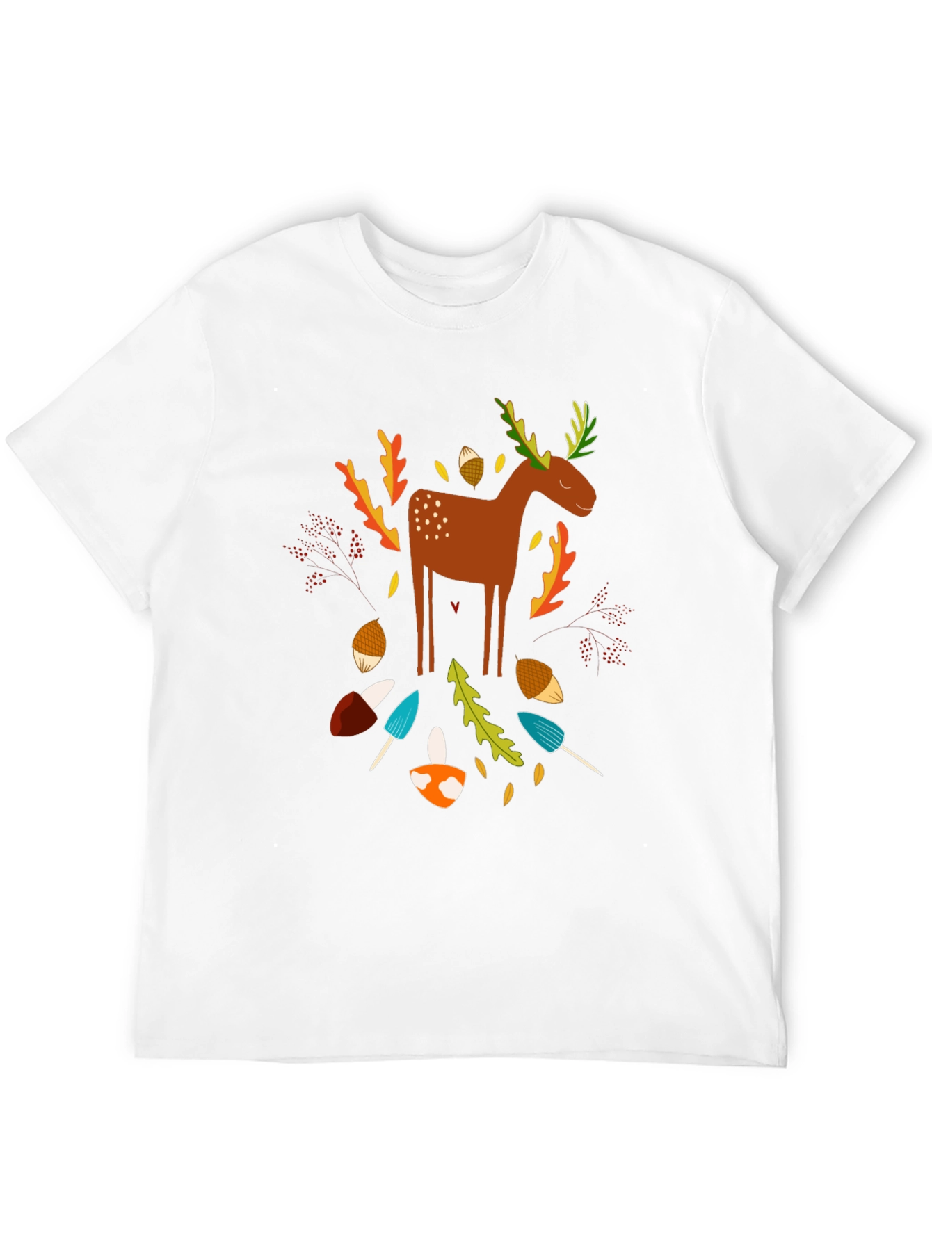 Whimsical Deer Graphic T-Shirt - Nature Inspired Design