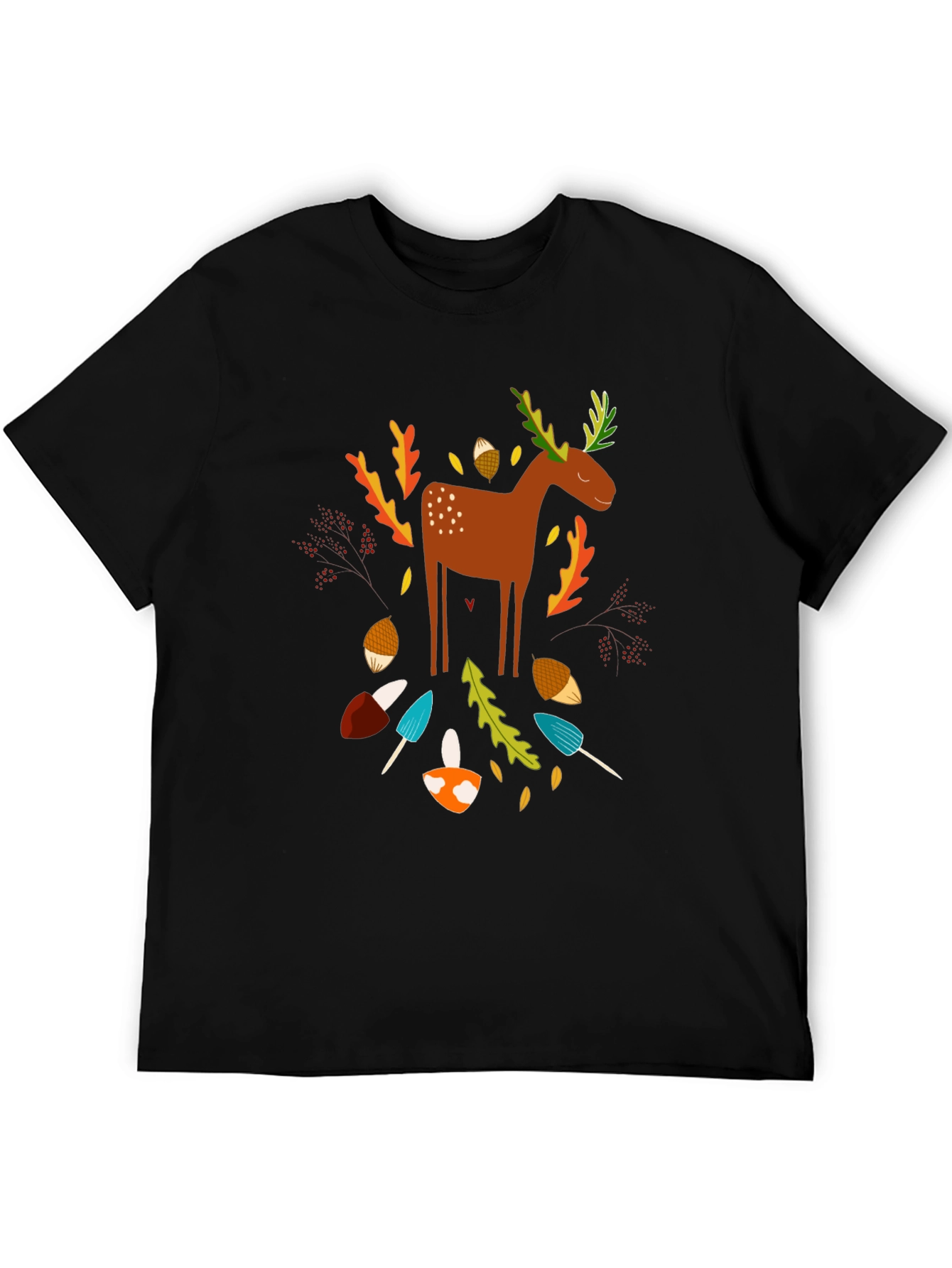 Whimsical Deer Graphic T-Shirt - Nature Inspired Design
