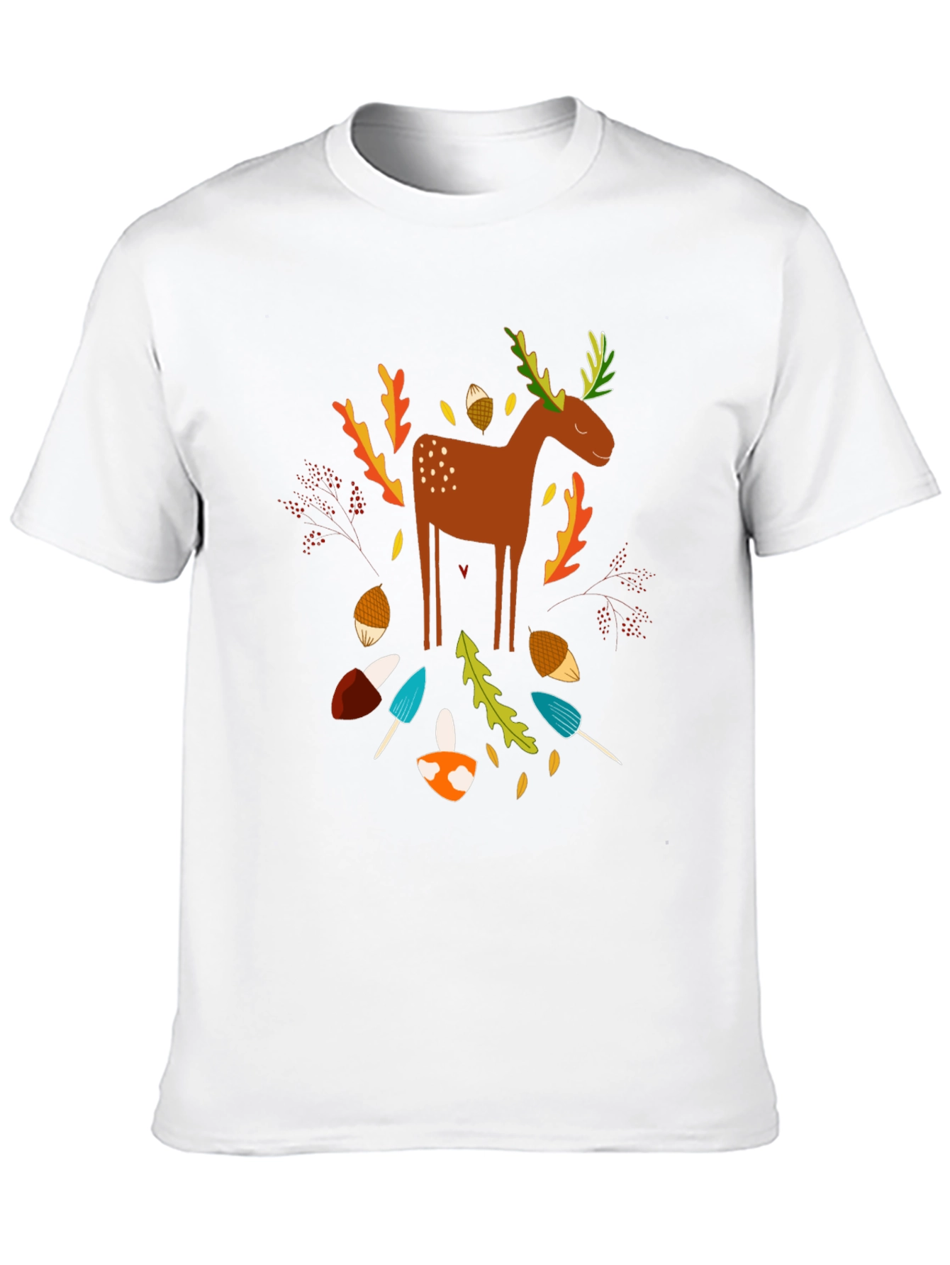 Whimsical Deer Graphic T-Shirt - Nature Inspired Design