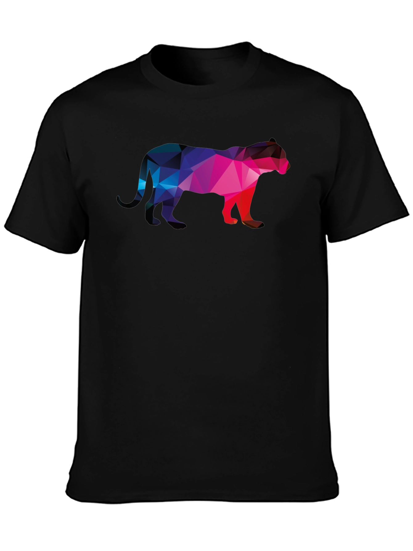 Geometric Panther Graphic Tee - Black Cotton