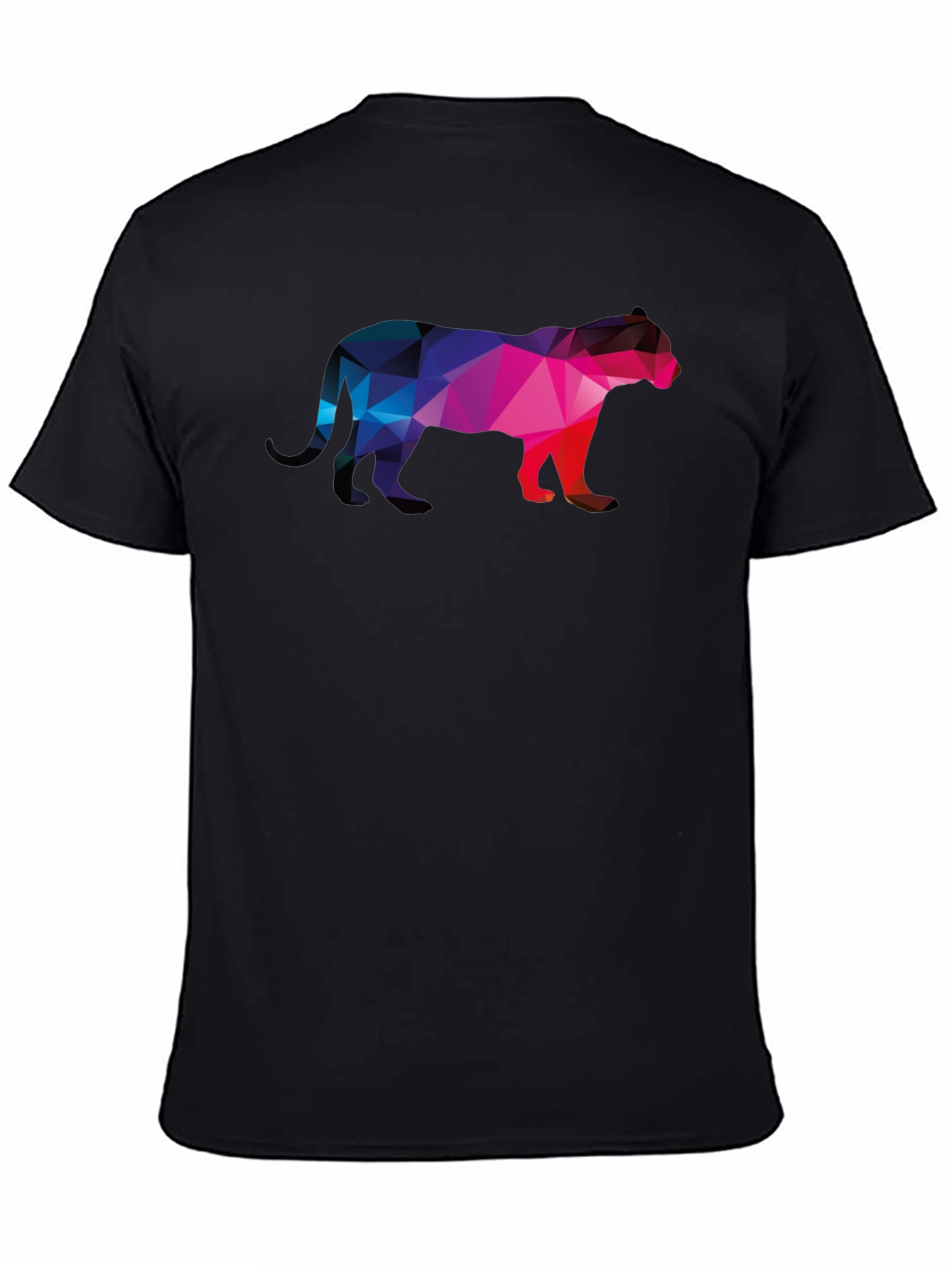 Geometric Panther Graphic Tee - Black Cotton