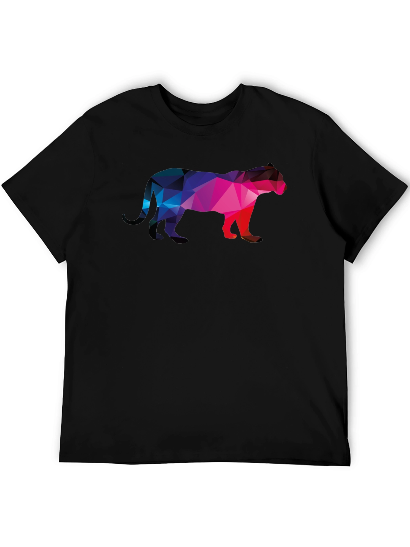 Geometric Panther Graphic Tee - Black Cotton
