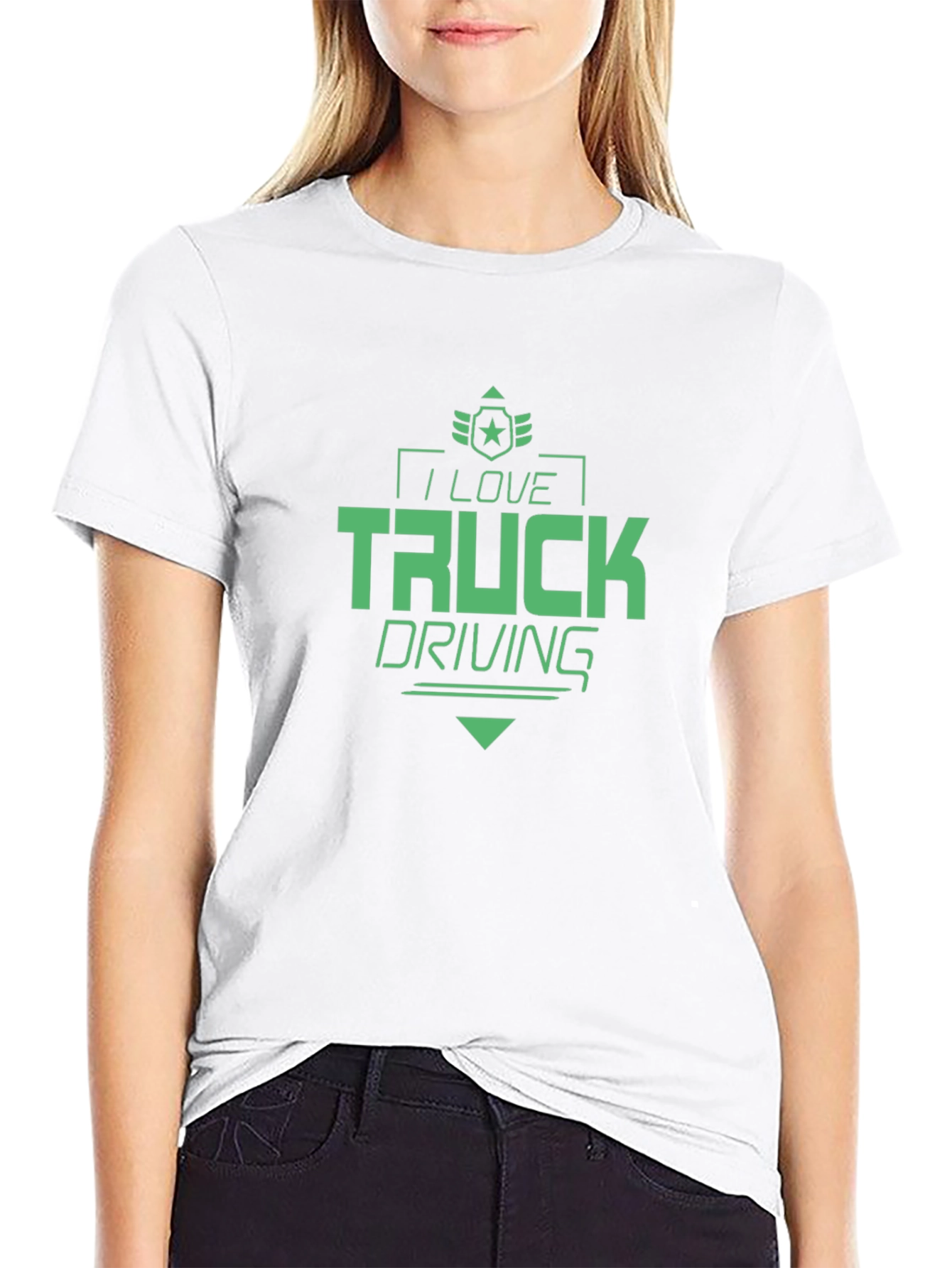 I Love Truck Driving Black T-Shirt