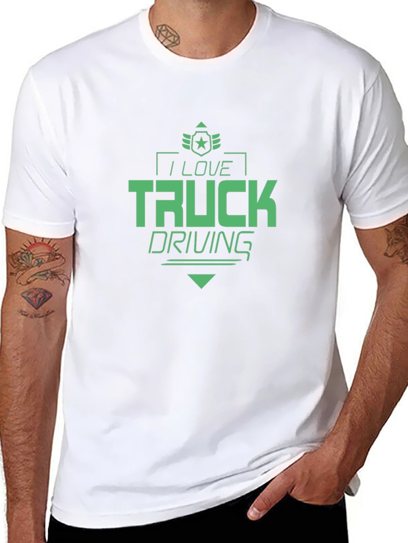I Love Truck Driving Black T-Shirt