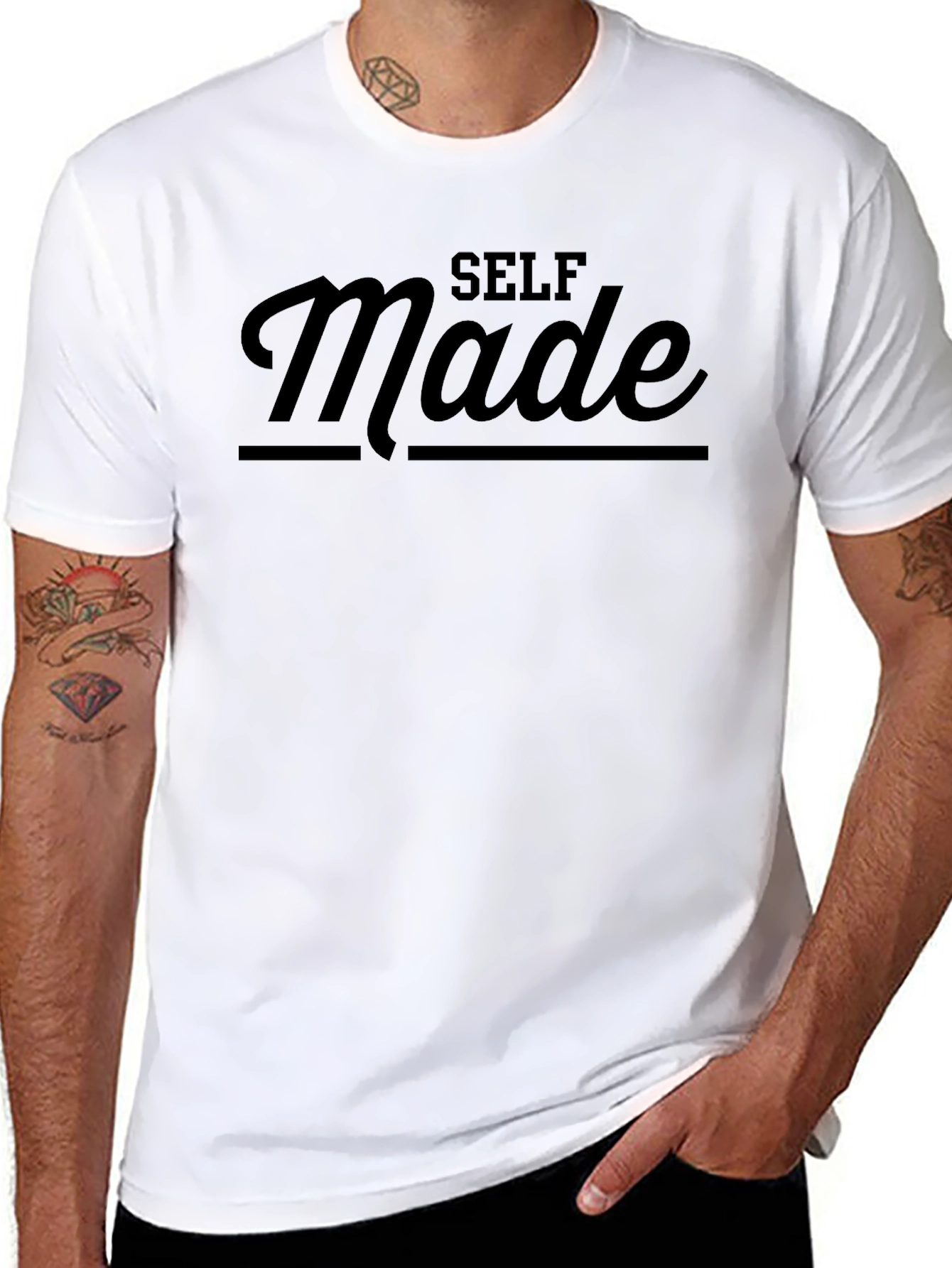 Self Made Graphic Tee - Black Crew Neck T-Shirt