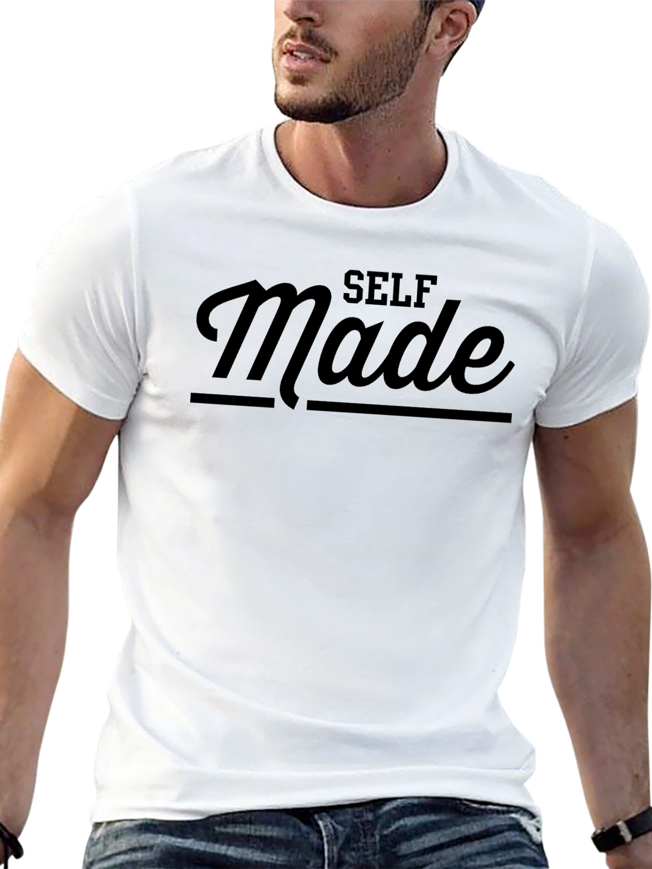 Self Made Graphic Tee - Black Crew Neck T-Shirt