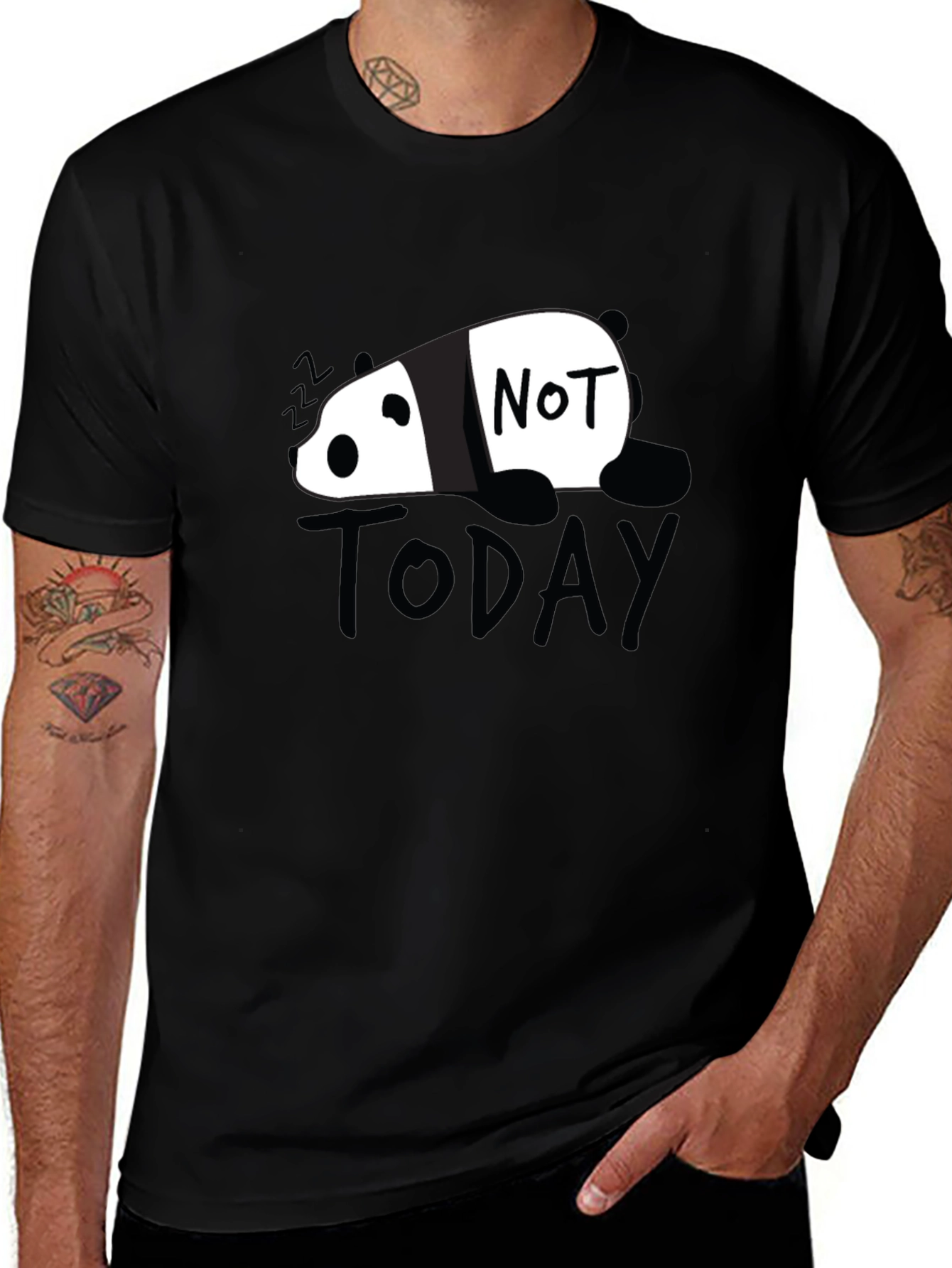 Not Today Panda Graphic Tee - Black