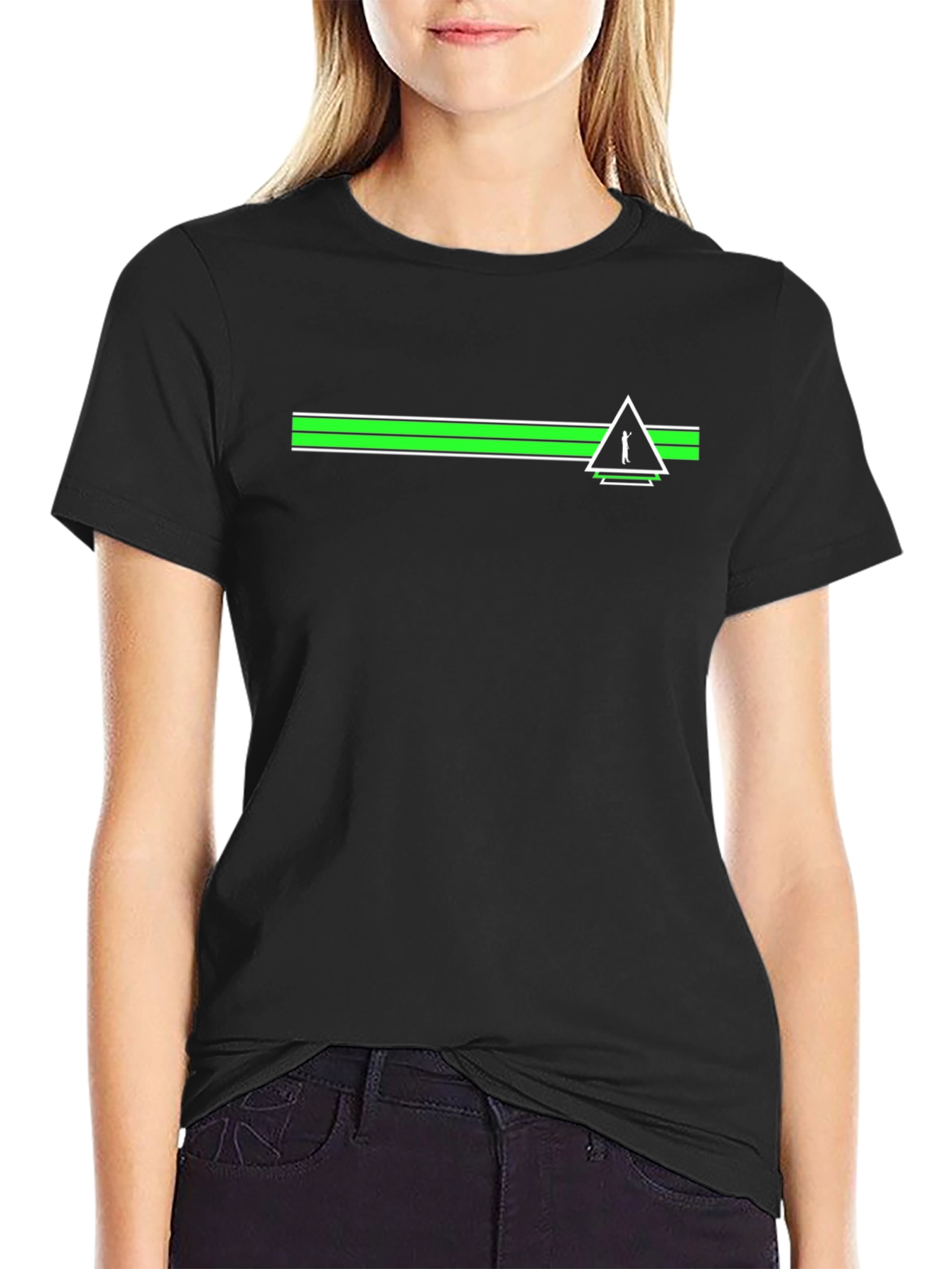 Modern Graphic Tee - Green Stripe Golfer Triangle Print