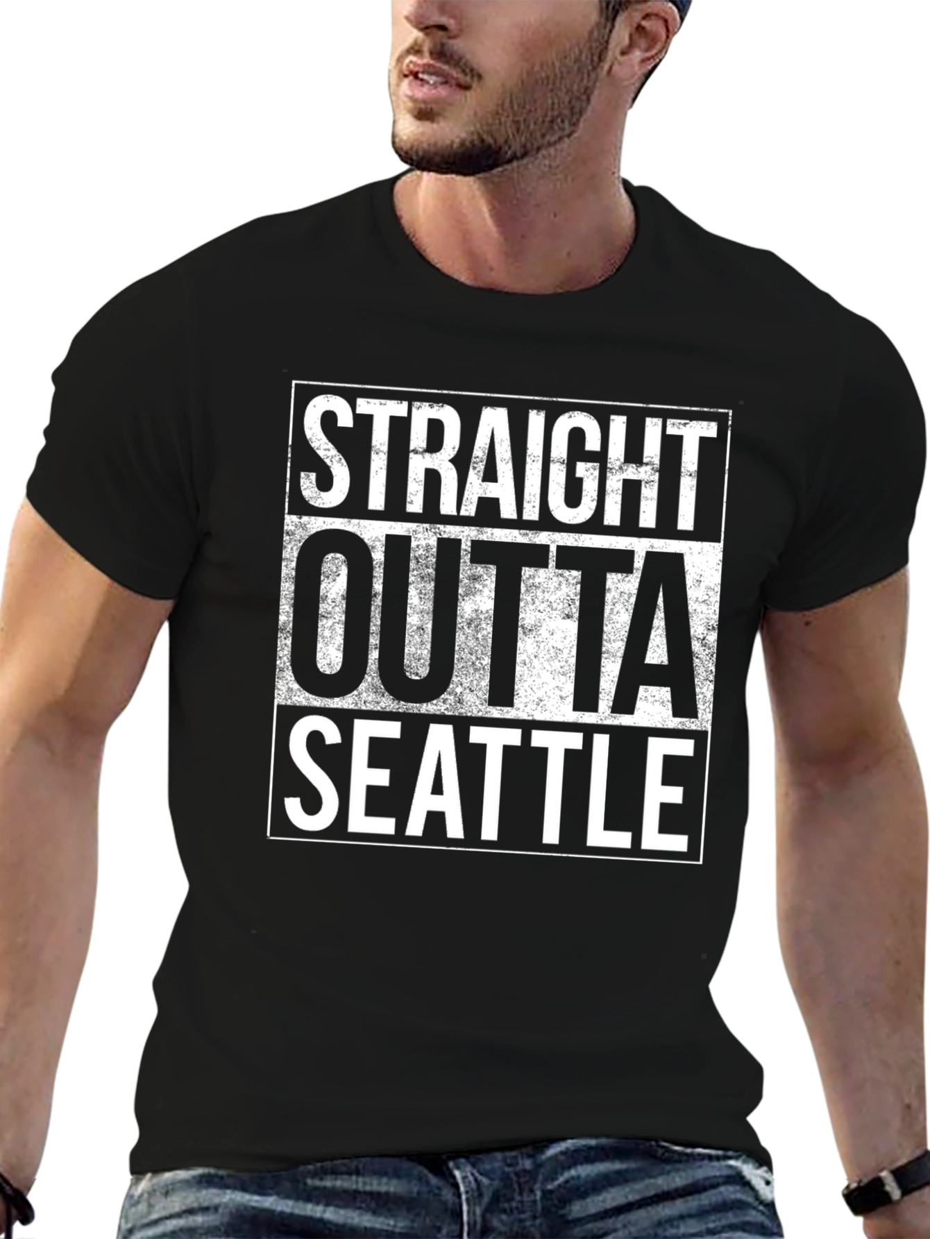 Straight Outta Seattle Black Graphic T-Shirt