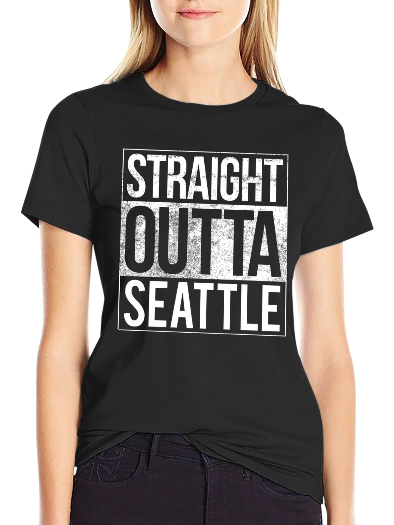 Straight Outta Seattle Black Graphic T-Shirt