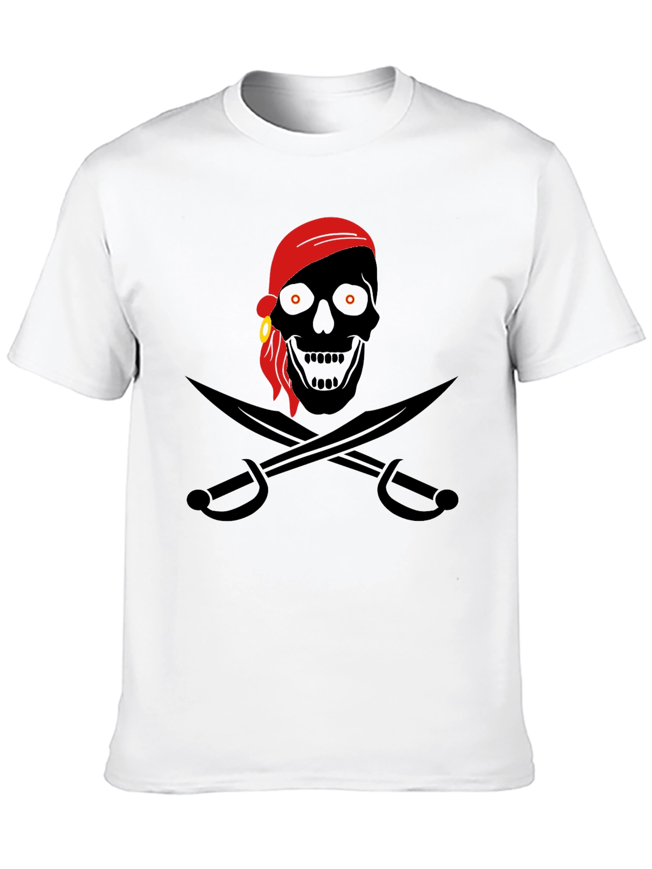 Pirate Skull Graphic T-Shirt - Black Cotton Tee
