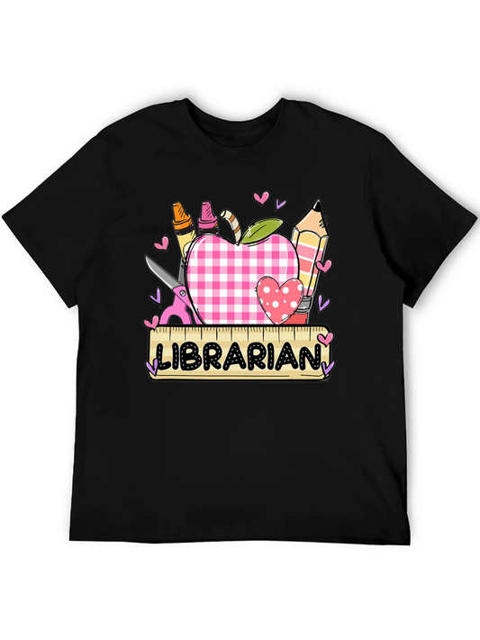 Librarian Apple Heart Tee - Cute Teacher Appreciation Shirt