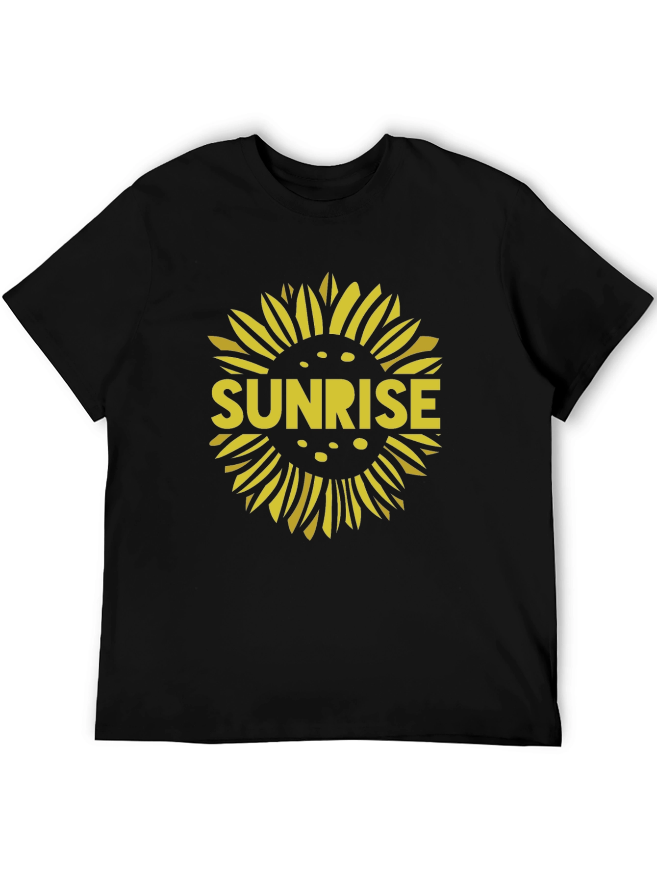 Sunrise Sunflower Graphic Tee - Black Cotton T-Shirt