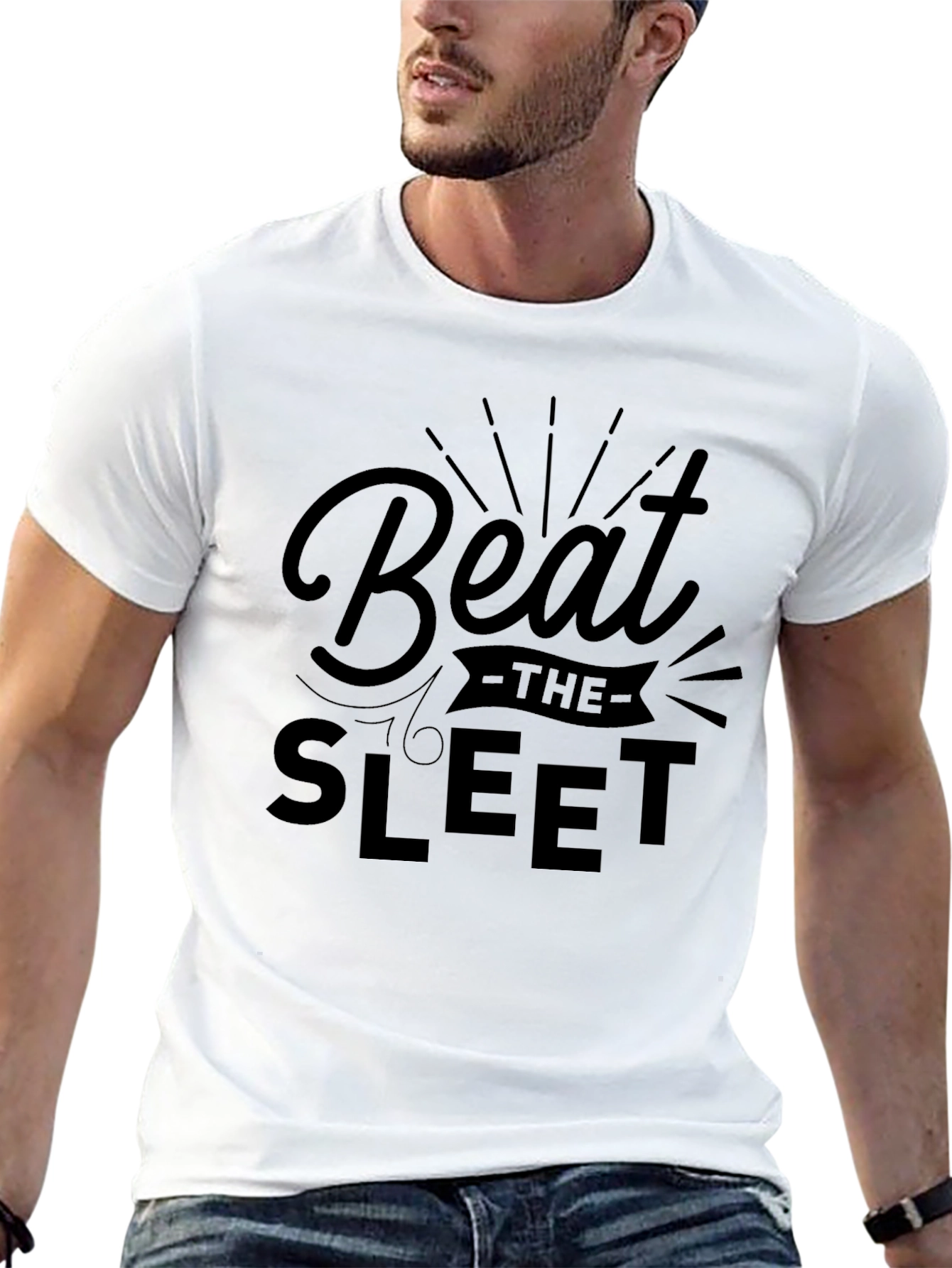 Beat the Sleet Black Graphic Tee Shirt