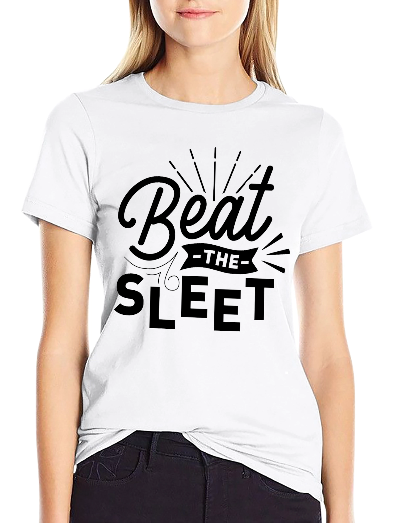 Beat the Sleet Black Graphic Tee Shirt