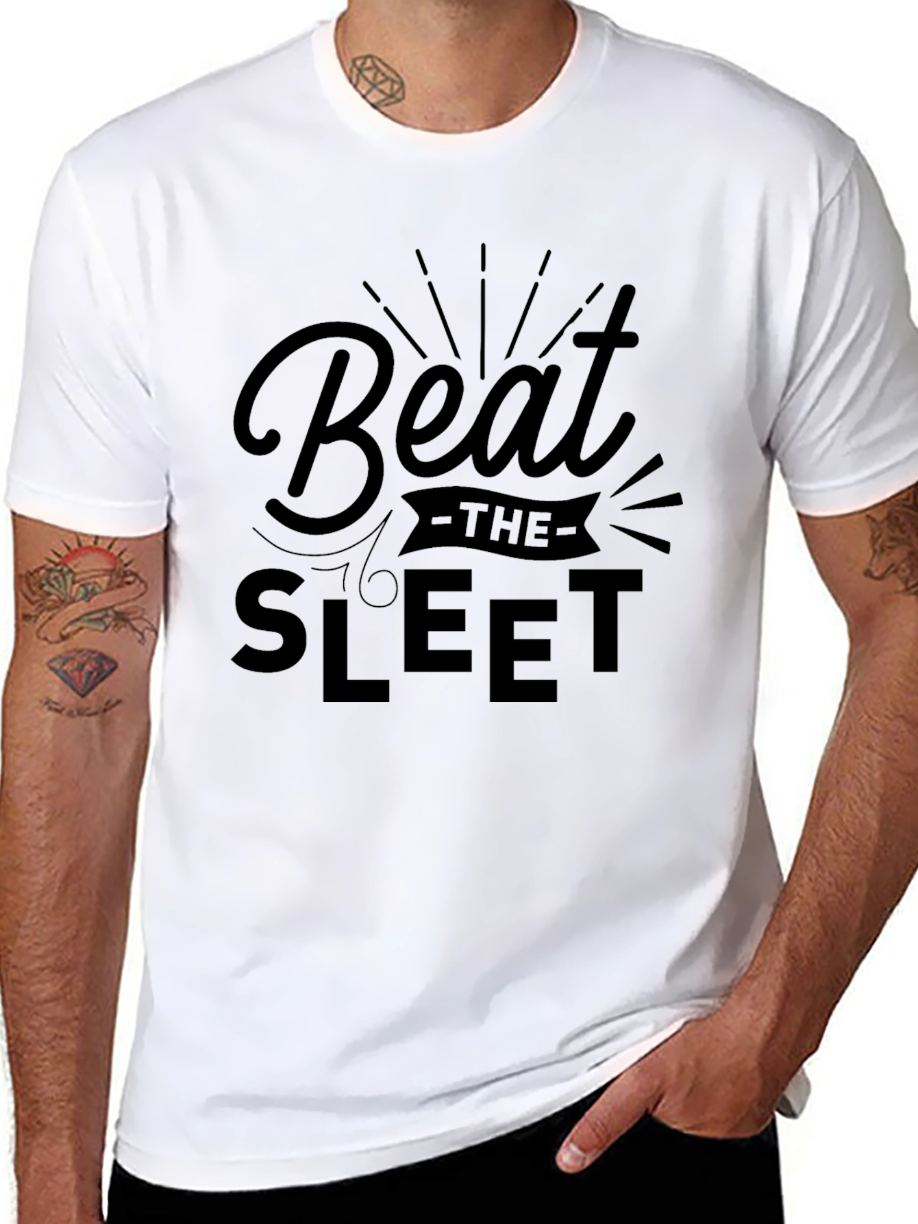Beat the Sleet Black Graphic Tee Shirt