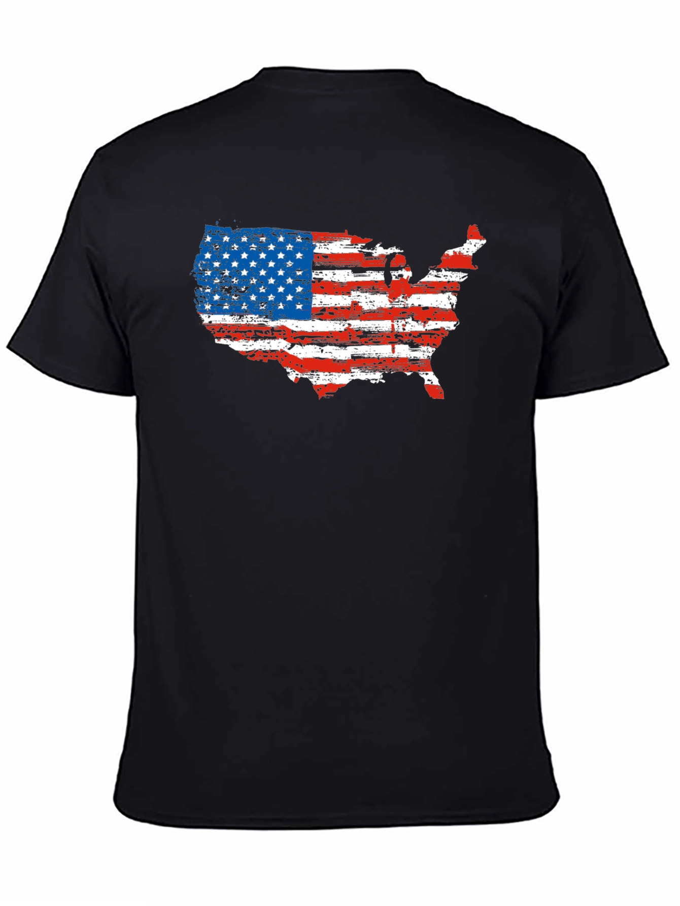 USA Flag Map T-Shirt Patriotic Mens Tee