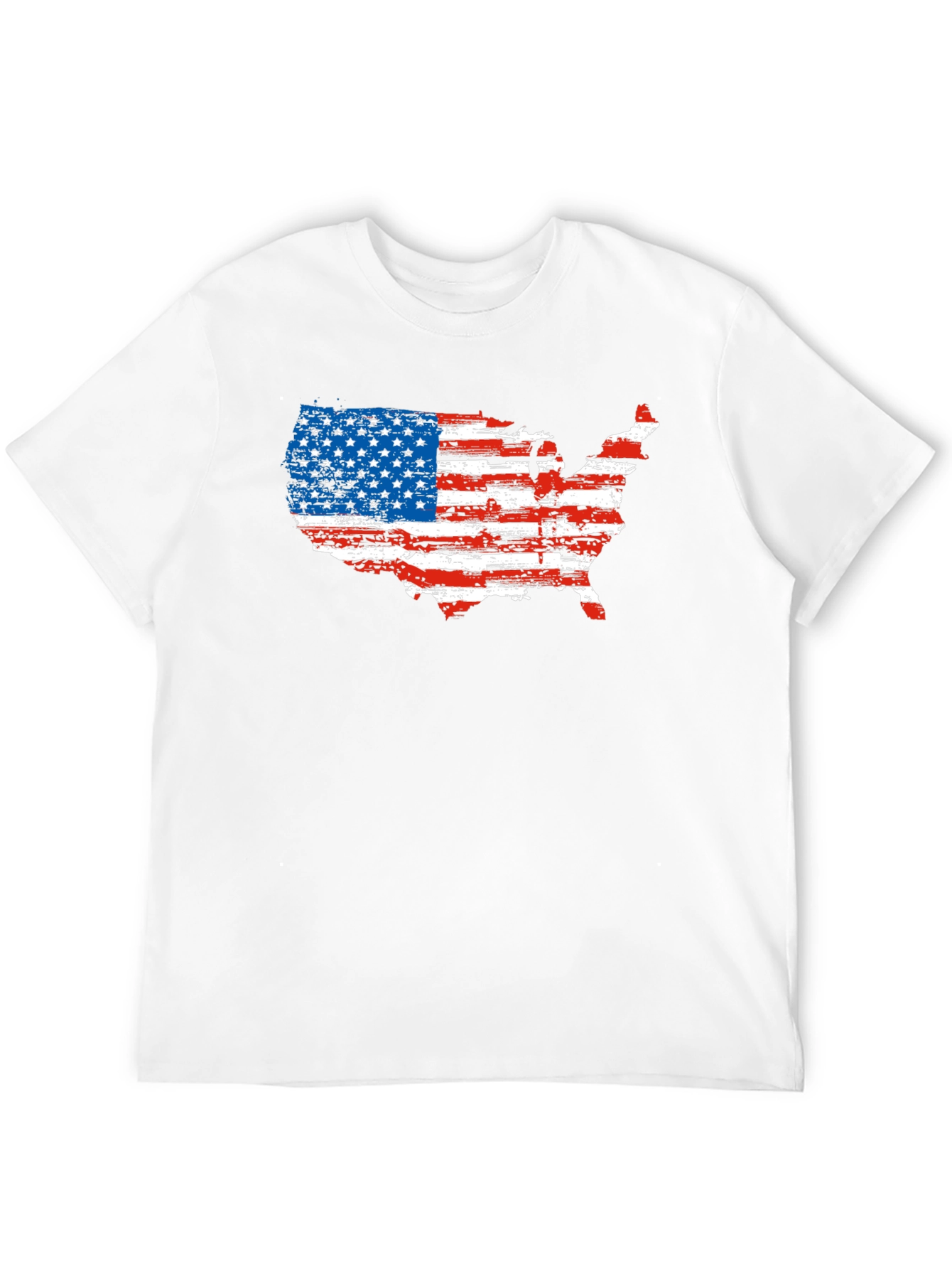 USA Flag Map T-Shirt Patriotic Mens Tee