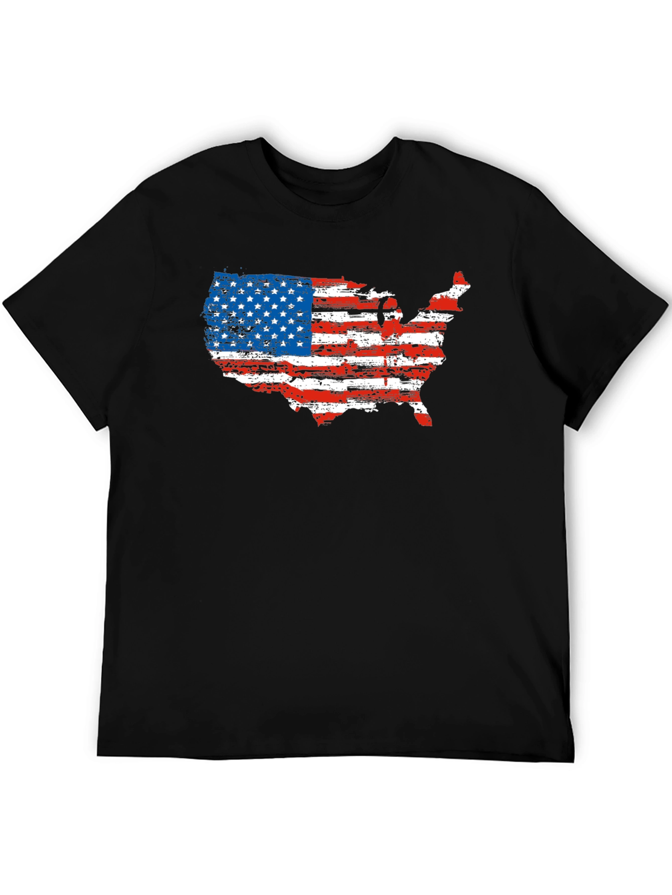 USA Flag Map T-Shirt Patriotic Mens Tee