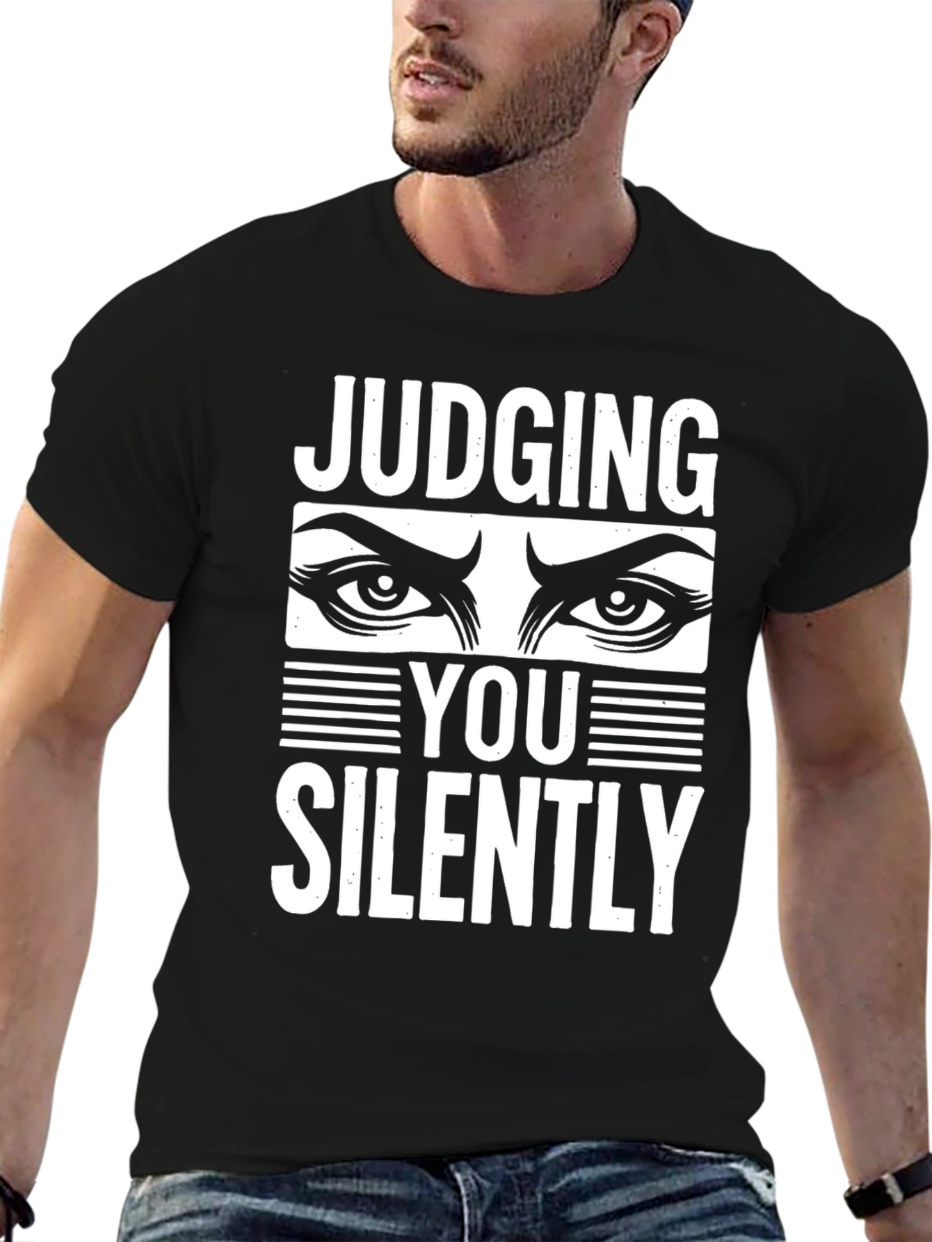 Judging You Silently Graphic Tee - Black T-Shirt