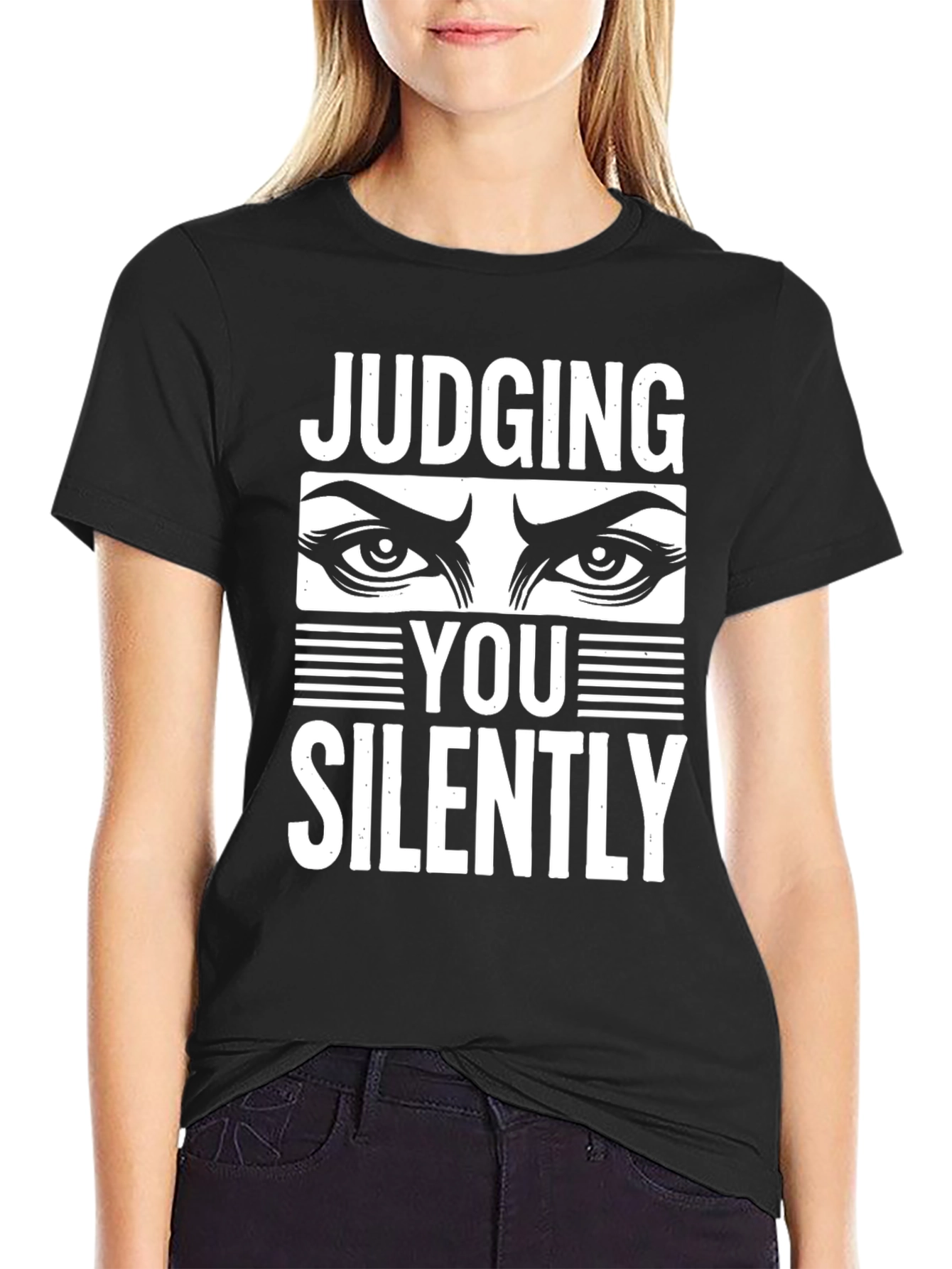 Judging You Silently Graphic Tee - Black T-Shirt