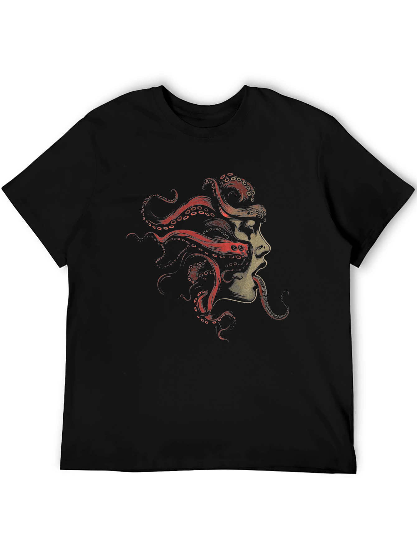 Octopus Woman Graphic Tee - Black Cotton T-Shirt