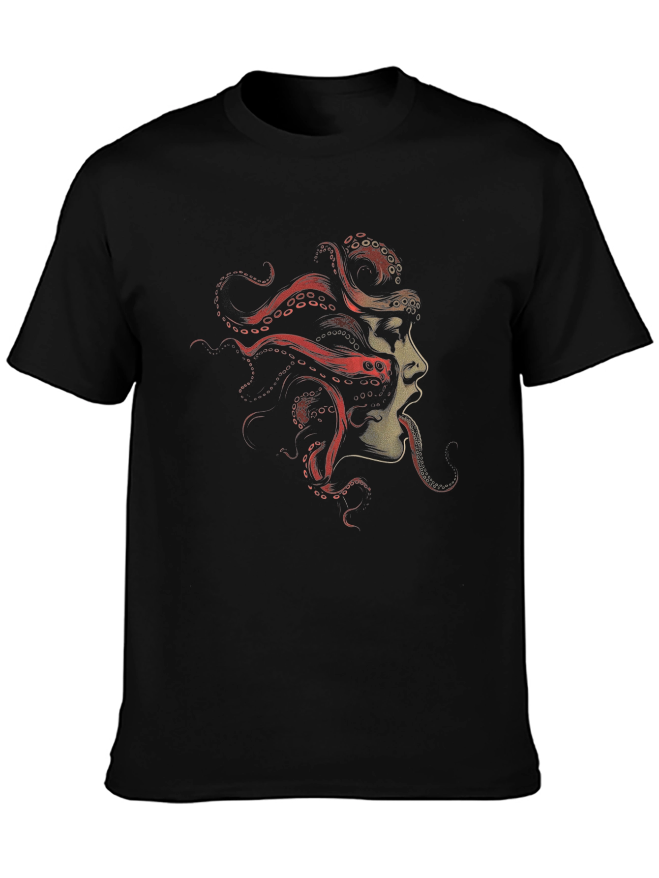 Octopus Woman Graphic Tee - Black Cotton T-Shirt
