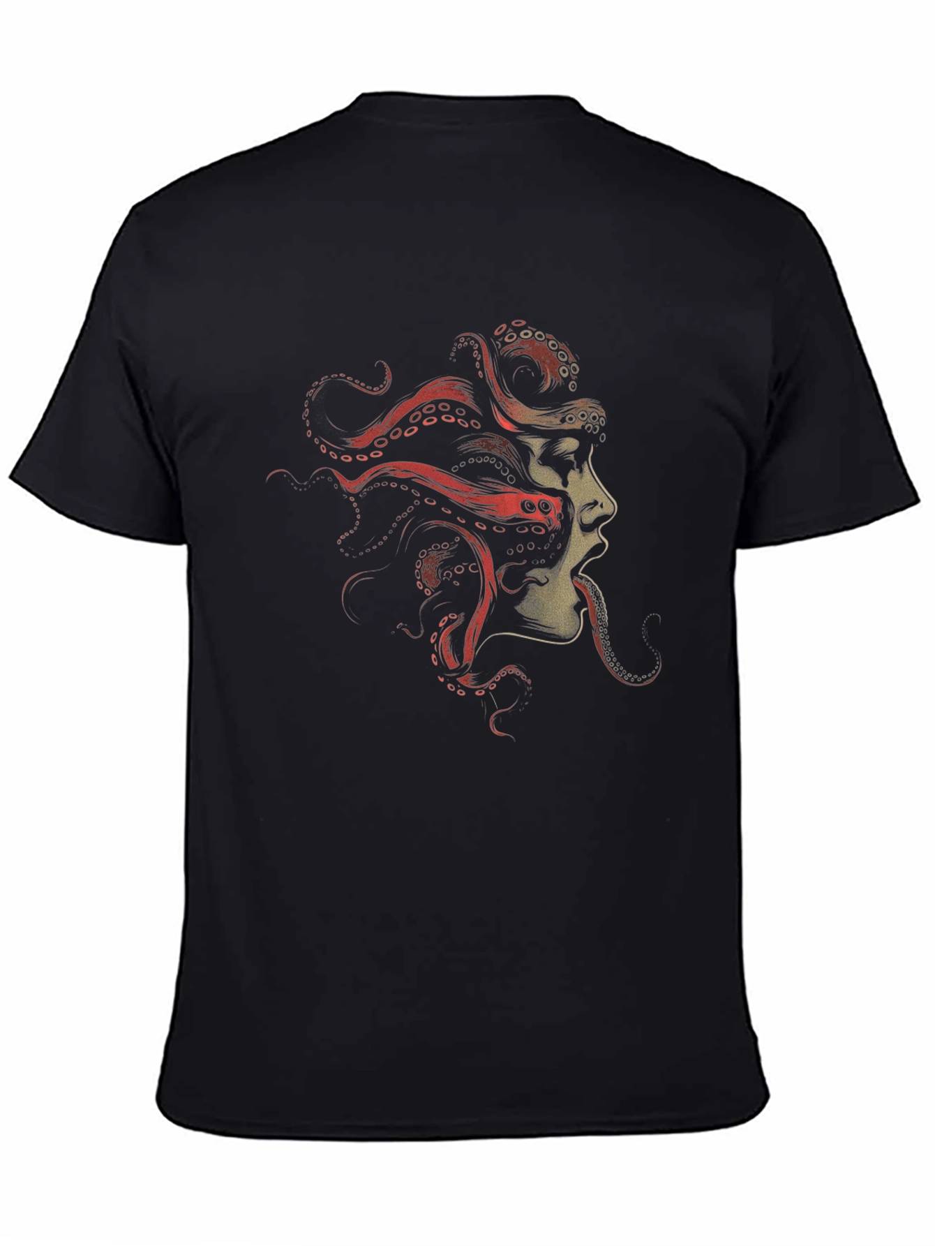 Octopus Woman Graphic Tee - Black Cotton T-Shirt