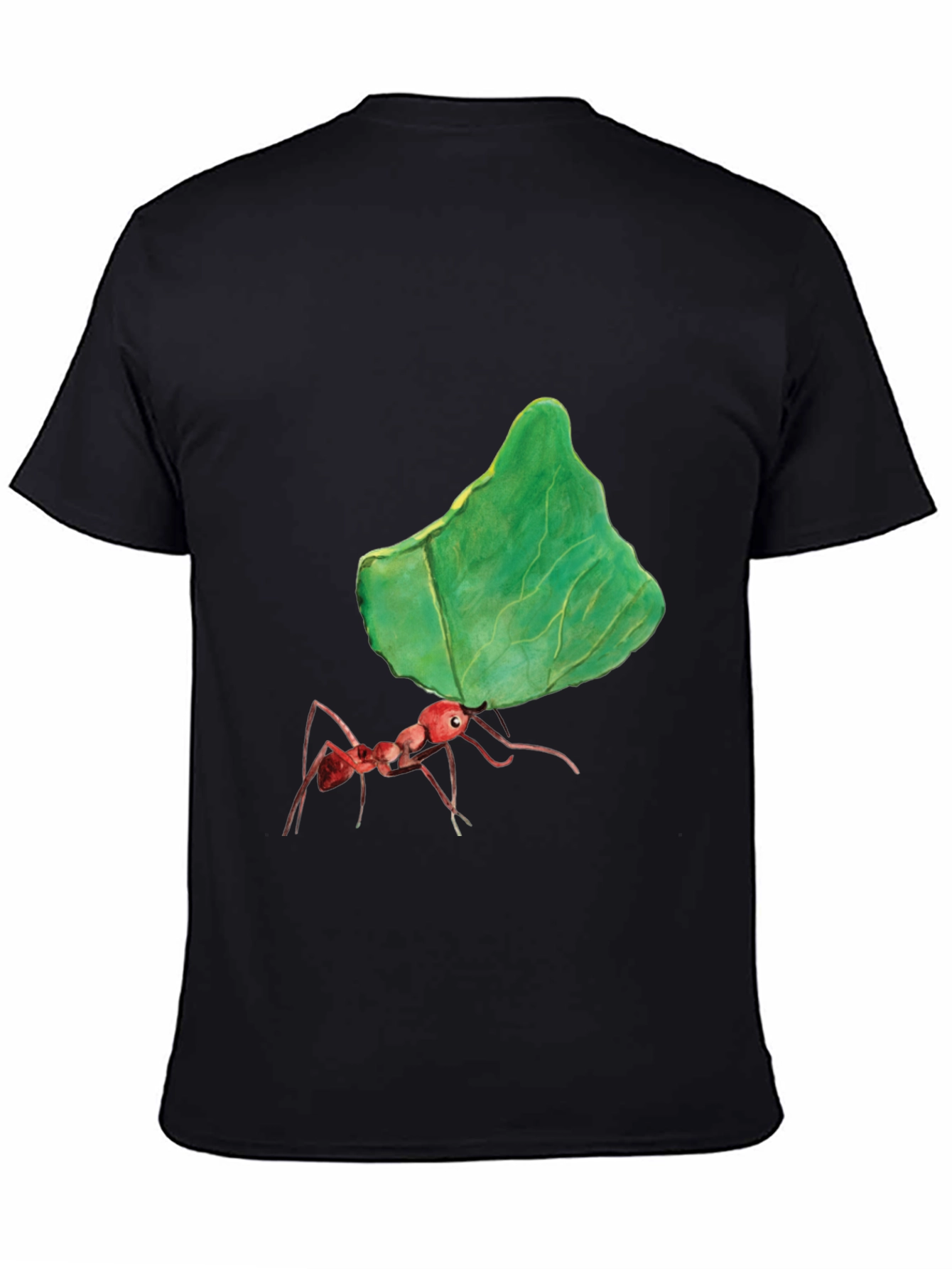 Ant Carrying Leaf Graphic Tee - Black