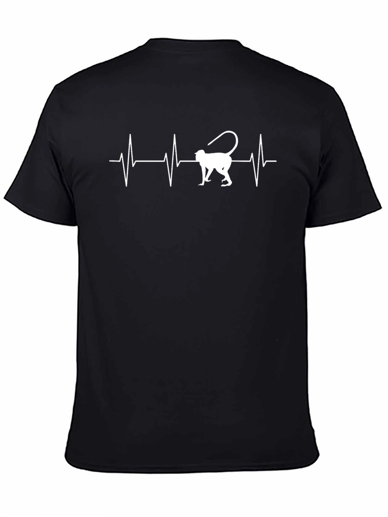Monkey Heartbeat Graphic Tee - Casual Black T-Shirt