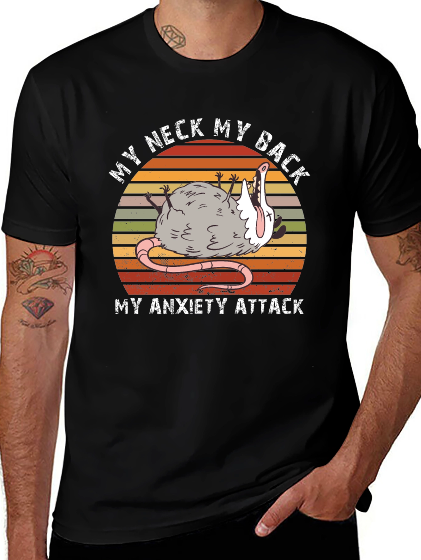 My Neck My Back Anxiety Attack Opossum Graphic Tee
