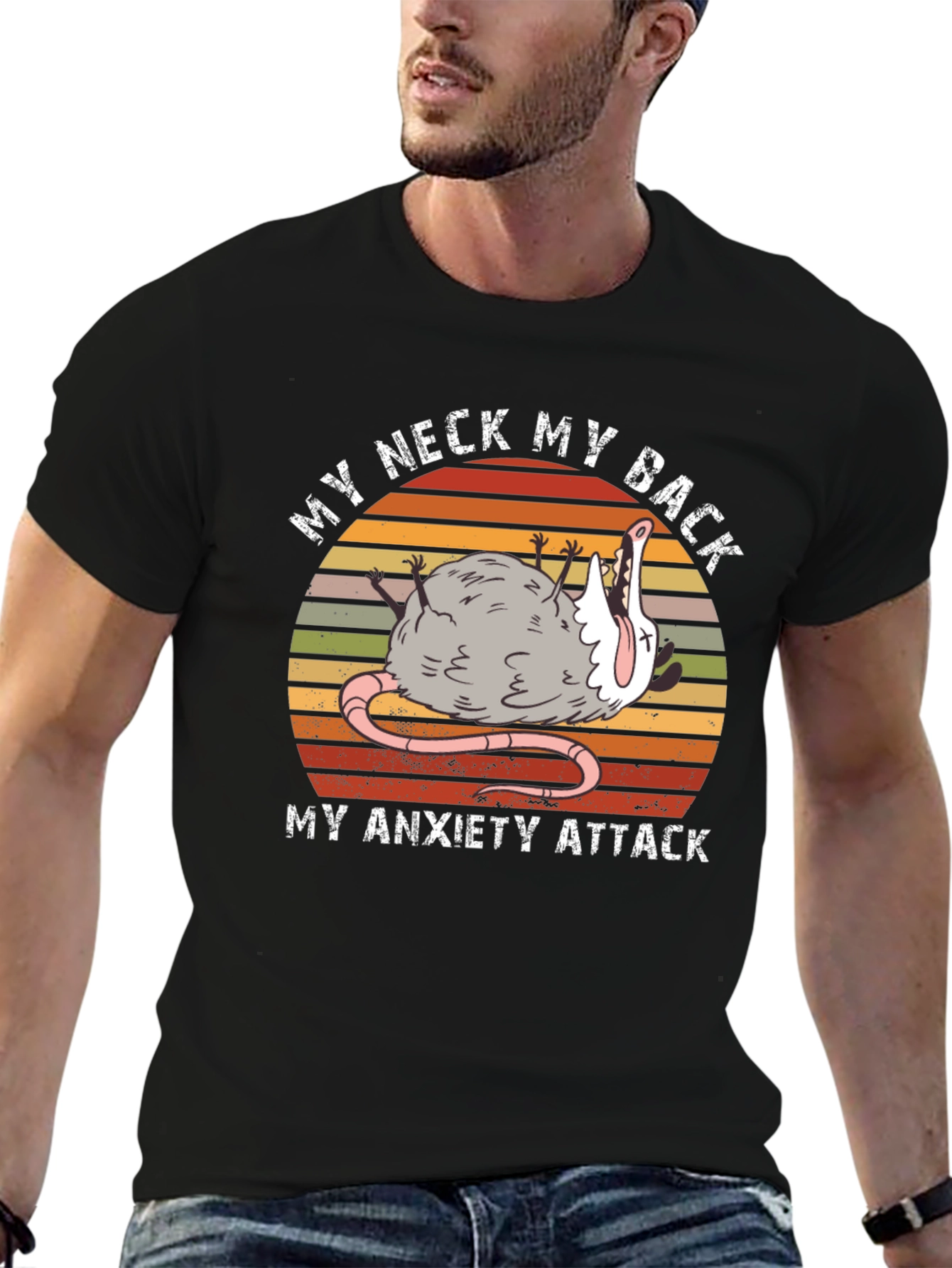 My Neck My Back Anxiety Attack Opossum Graphic Tee