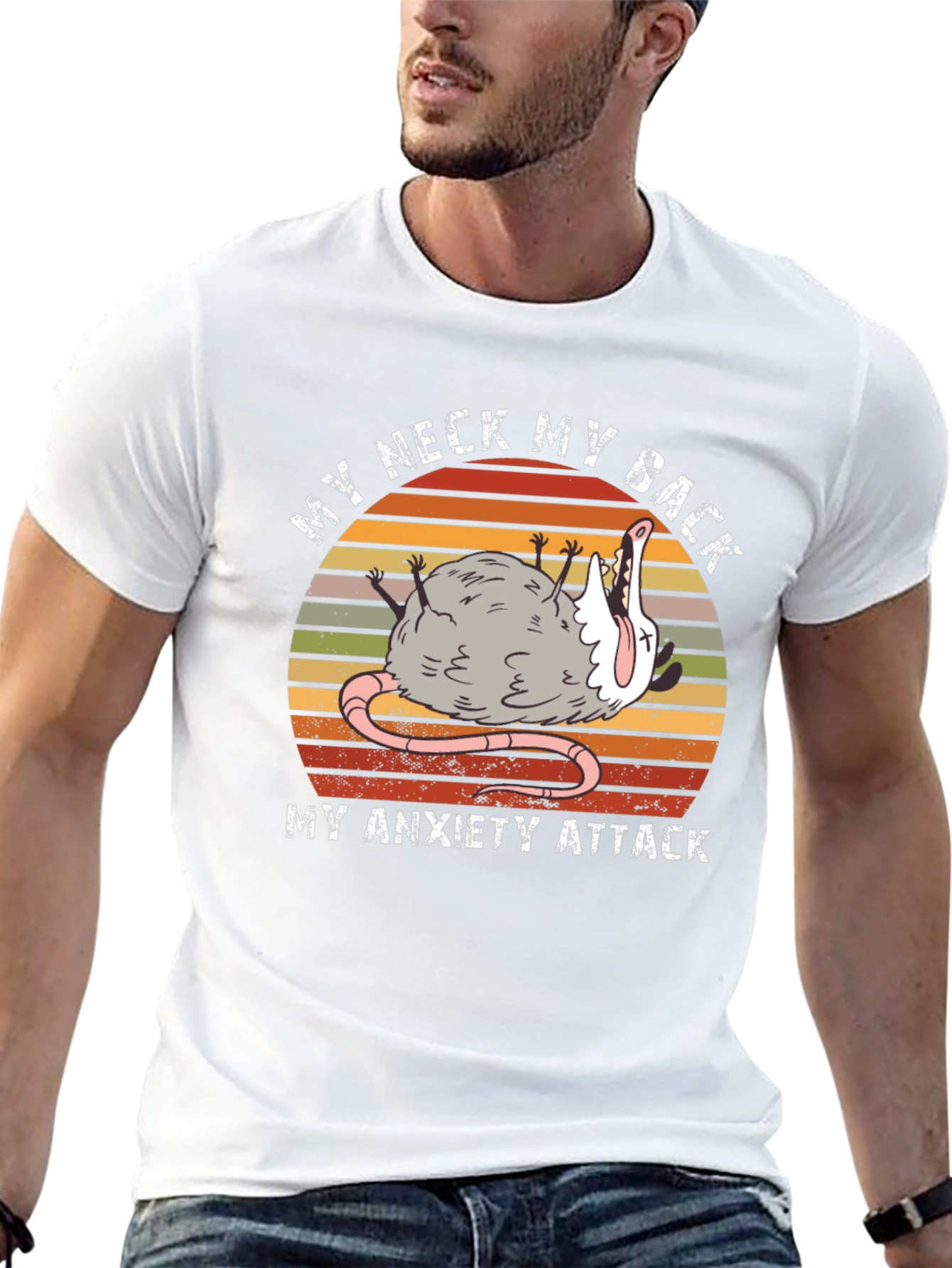 My Neck My Back Anxiety Attack Opossum Graphic Tee