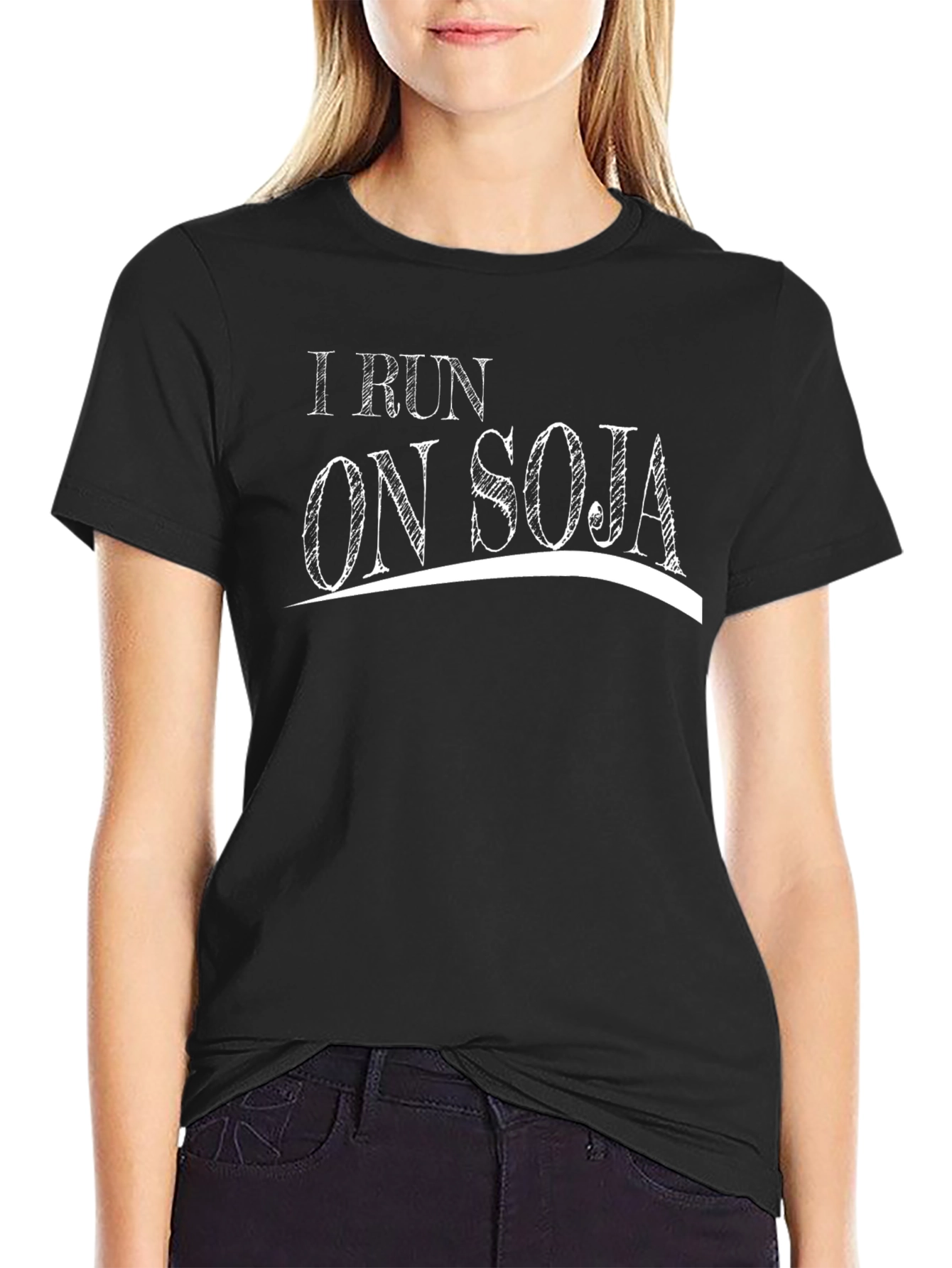 I Run on Soja T-Shirt - Black Graphic Tee