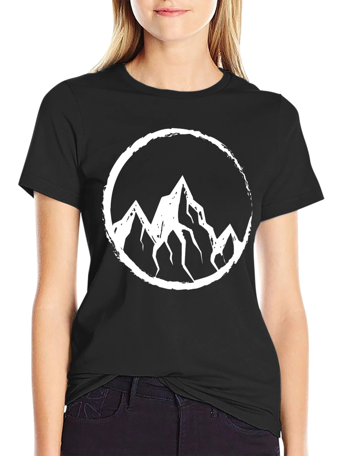 Mens Black T-Shirt with Mountain Circle Graphic