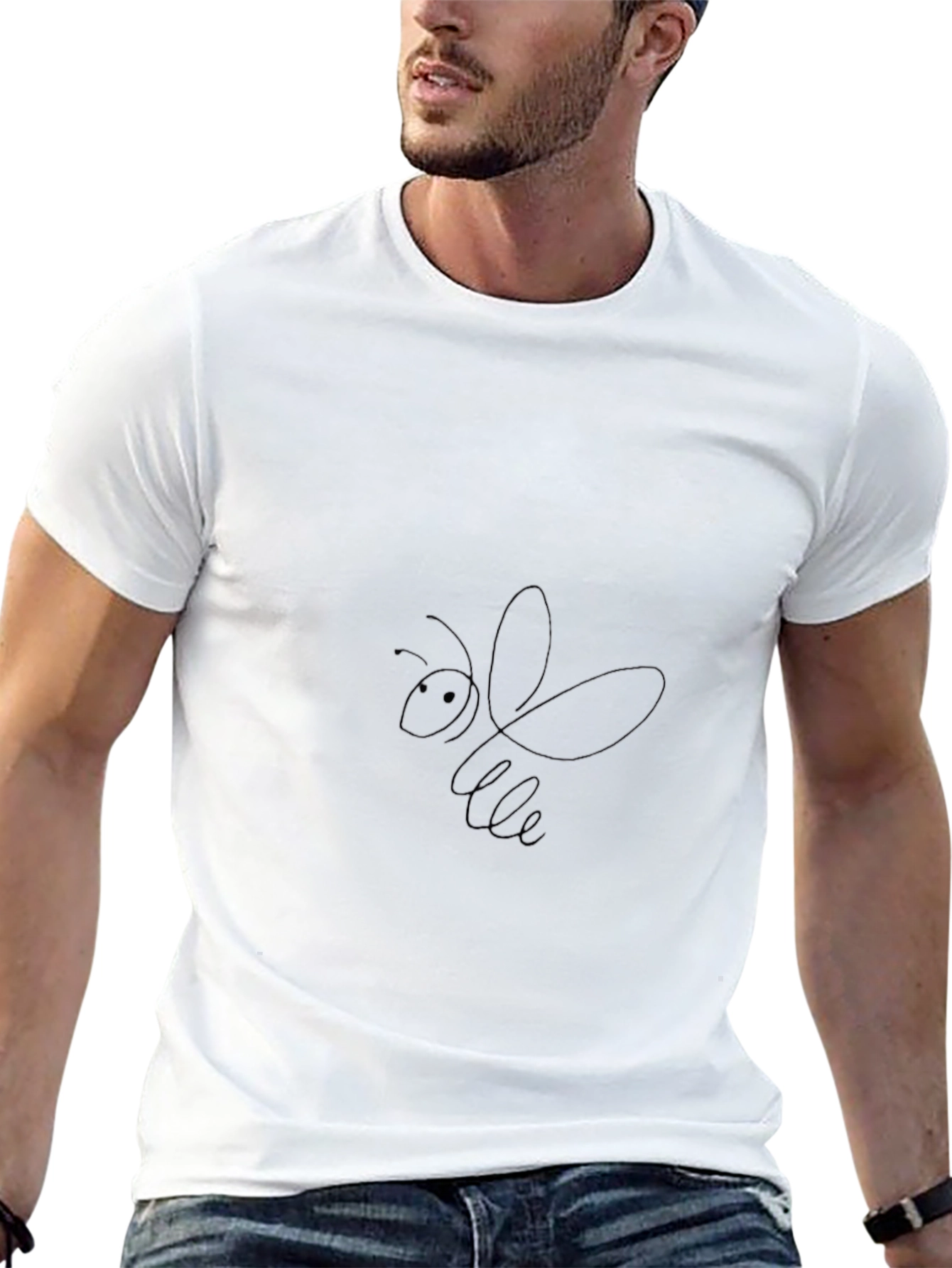 Mens Black T-Shirt - Bee Design