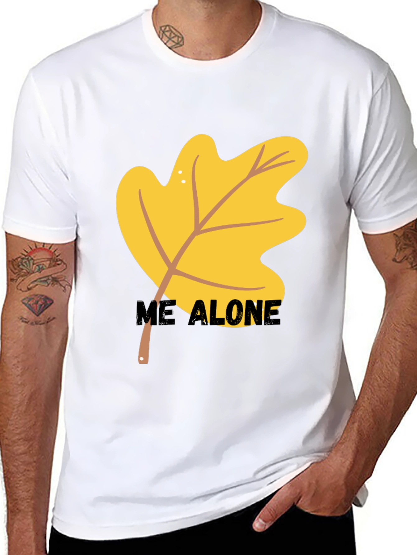 Autumn Leaf Me Alone Graphic Tee - Black