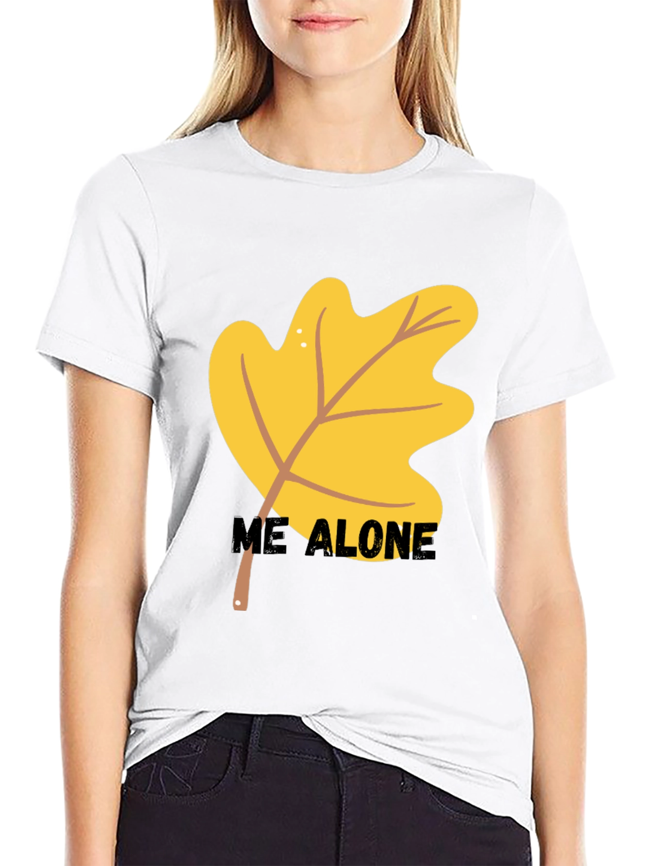 Autumn Leaf Me Alone Graphic Tee - Black