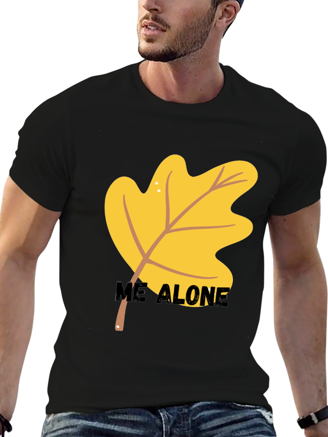 Autumn Leaf Me Alone Graphic Tee - Black