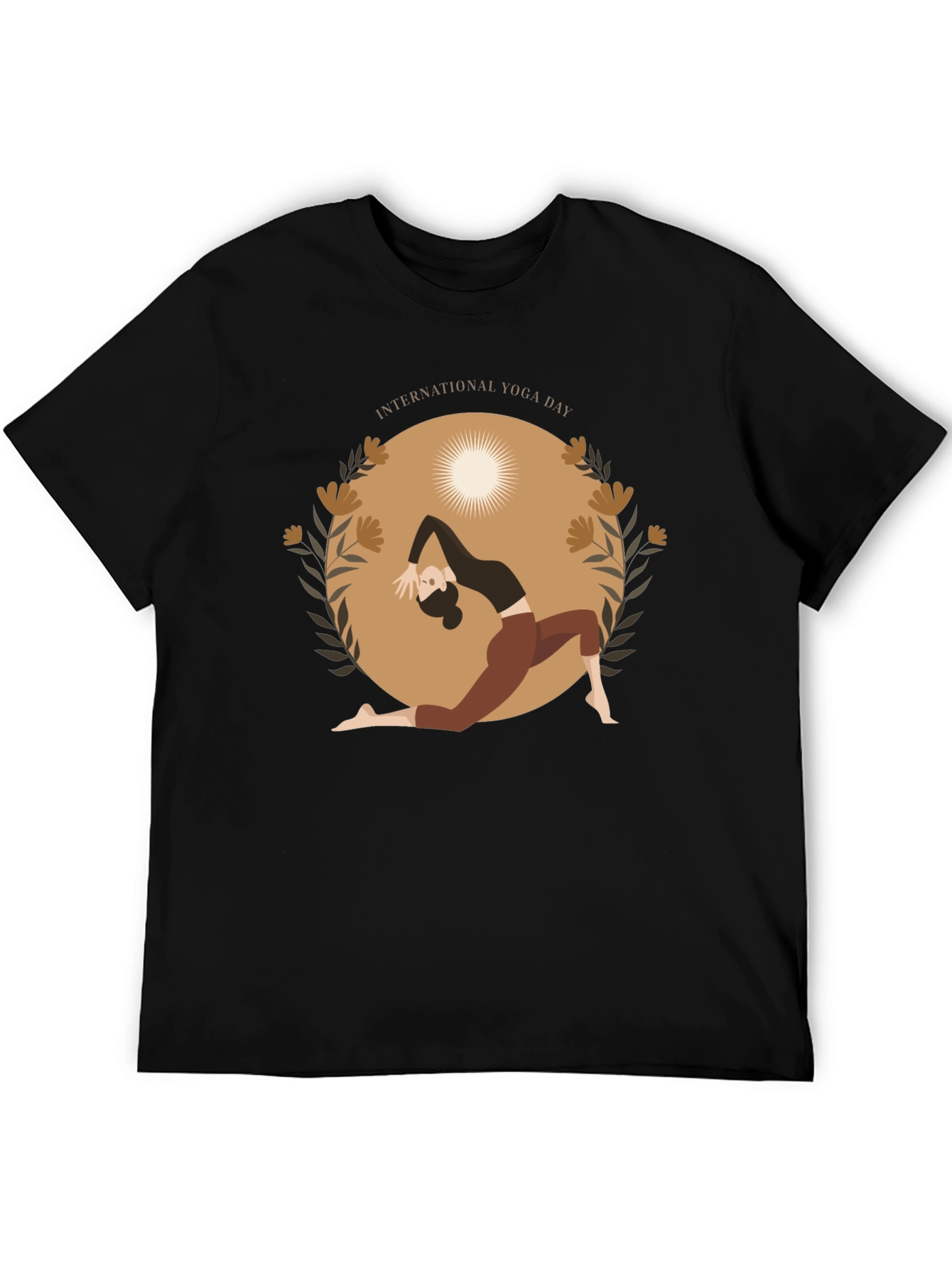 Yoga Day T-Shirt Black Cotton Meditation Tee