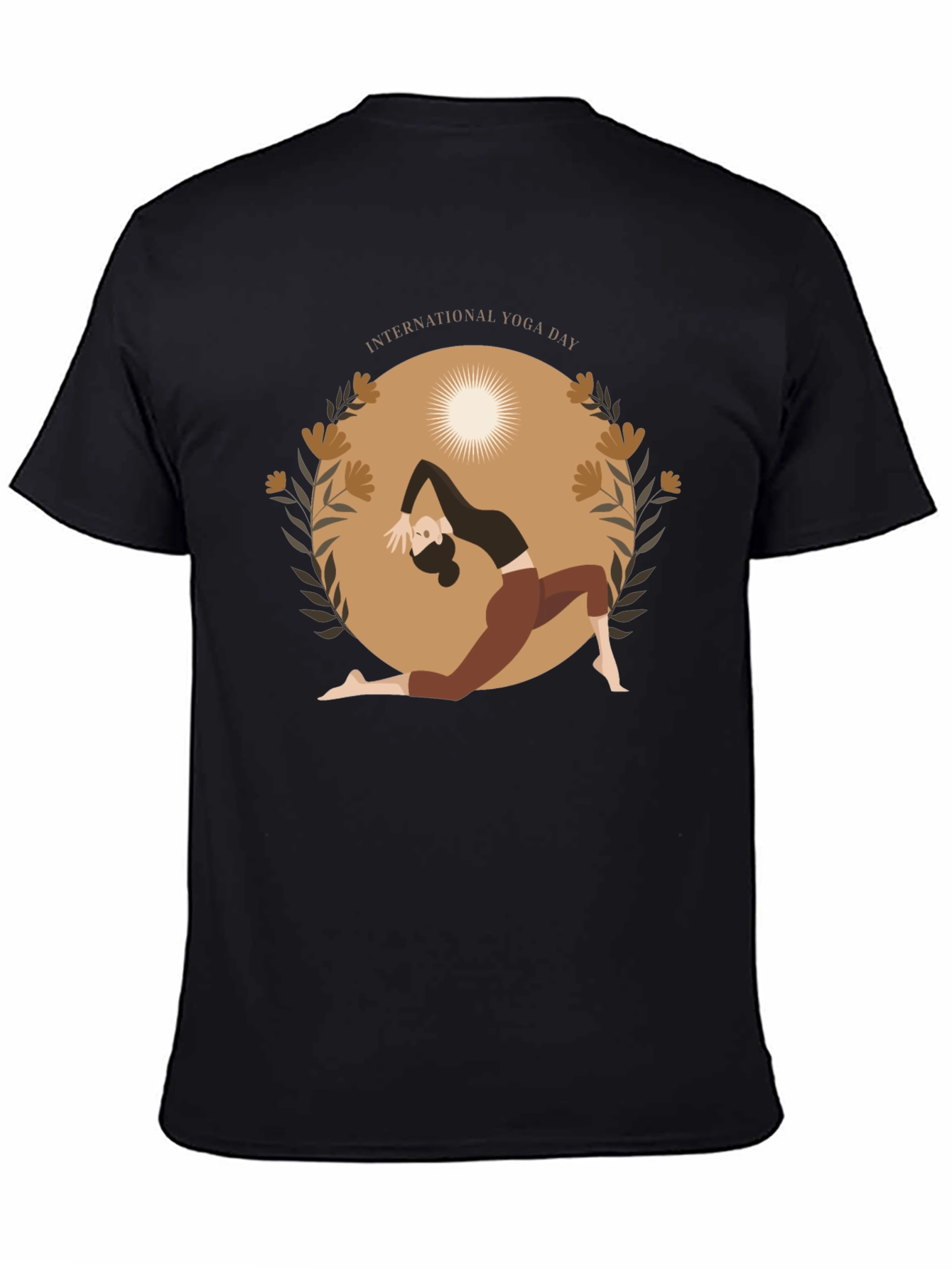 Yoga Day T-Shirt Black Cotton Meditation Tee