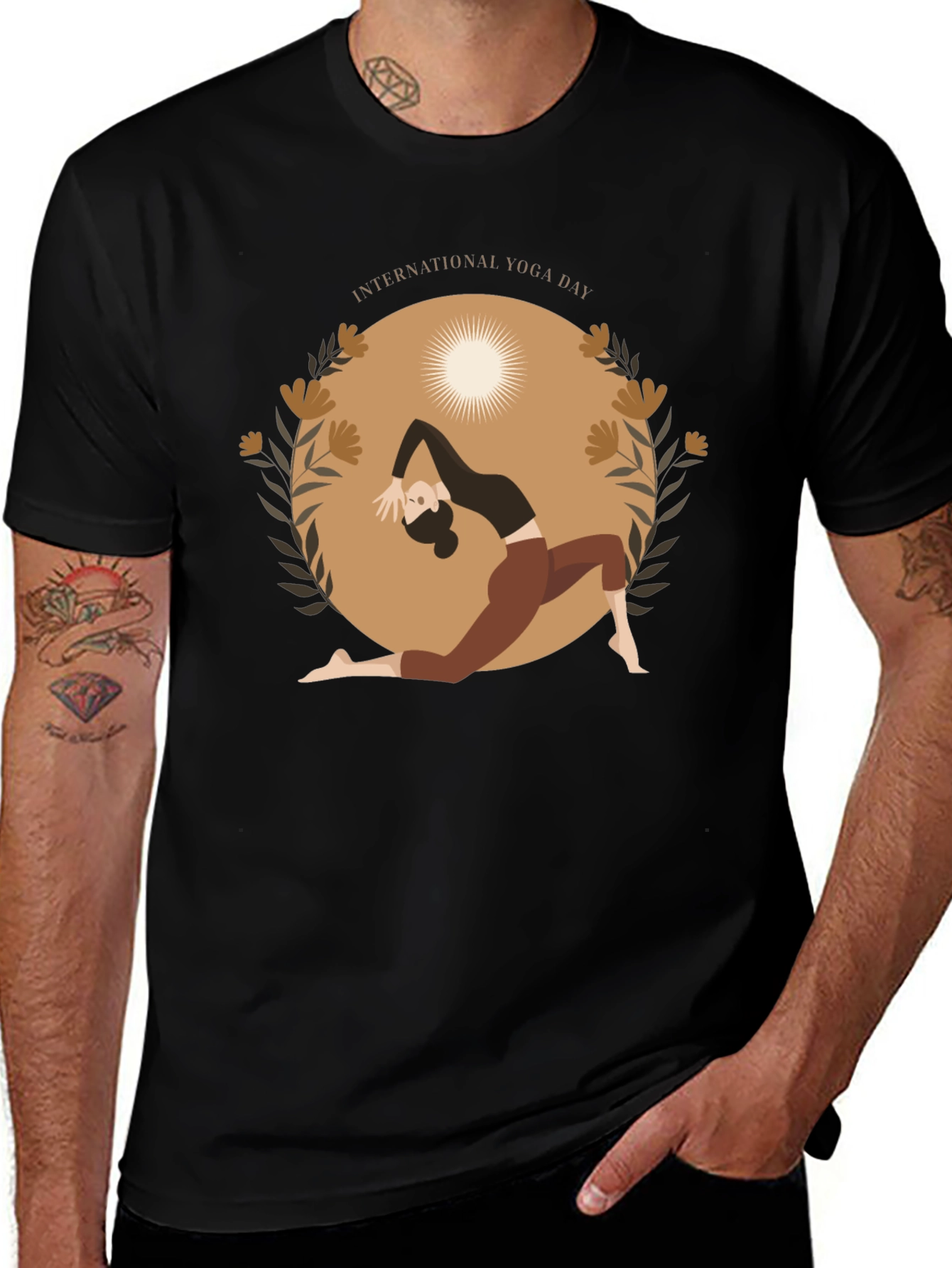 Yoga Day T-Shirt Black Cotton Meditation Tee