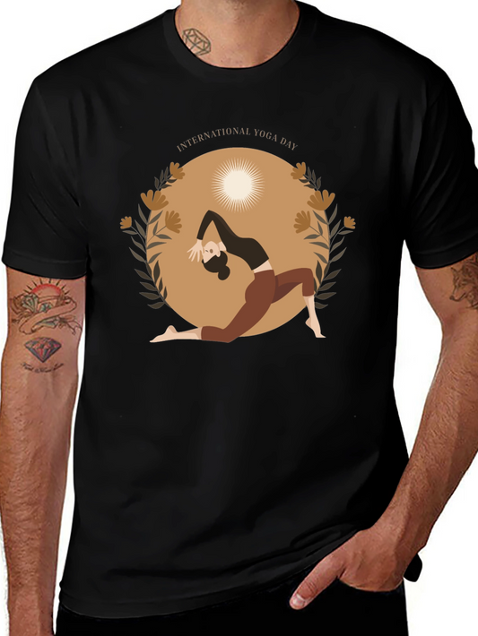 Yoga Day T-Shirt Black Cotton Meditation Tee