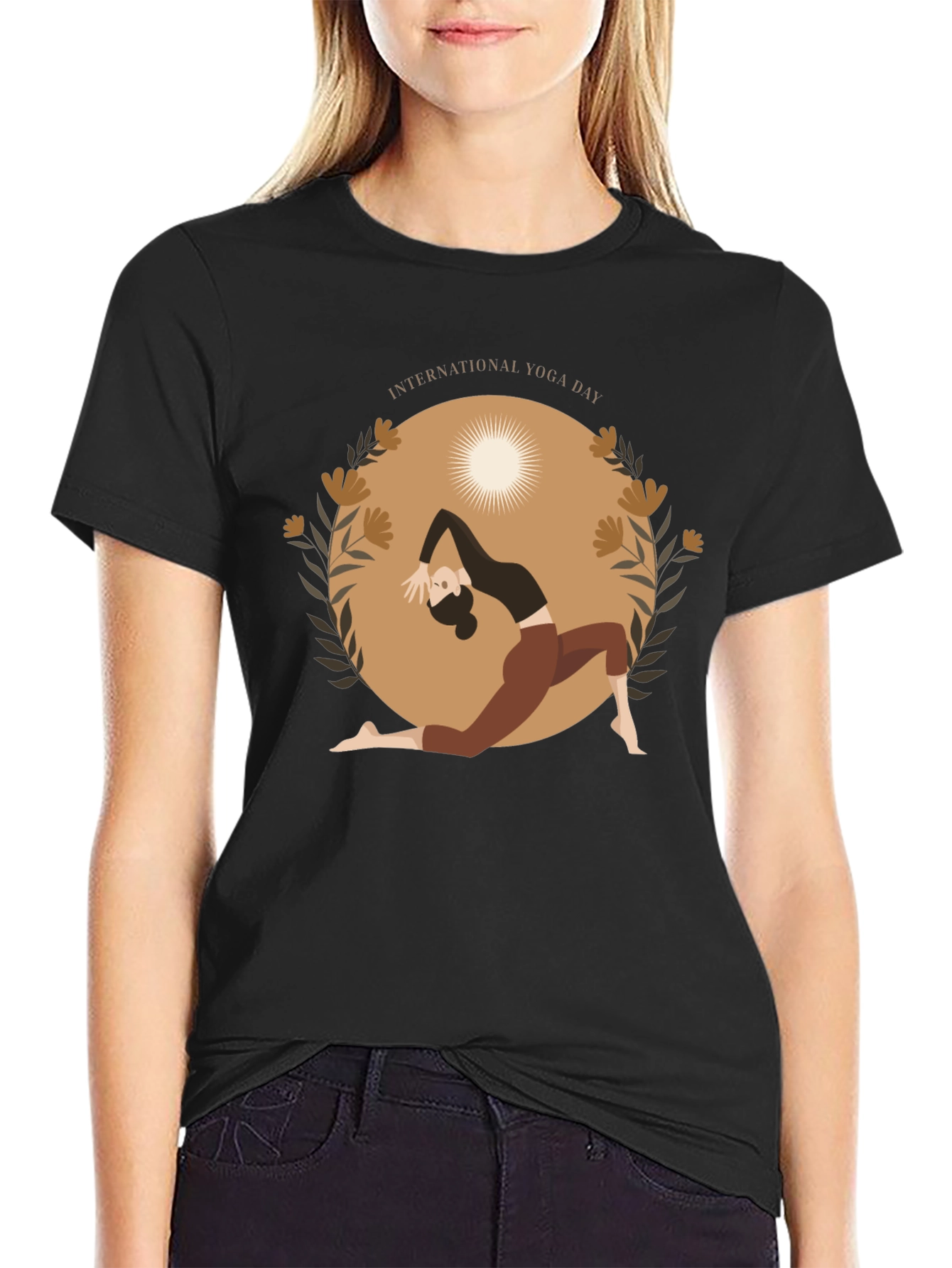 Yoga Day T-Shirt Black Cotton Meditation Tee