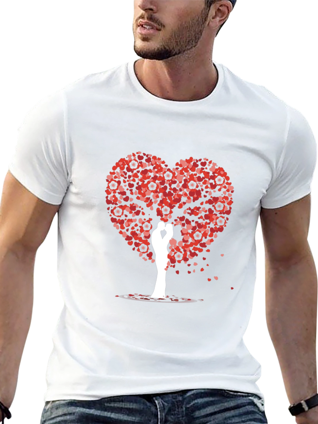 Heart Tree Lovers T-Shirt - Romantic Graphic Tee