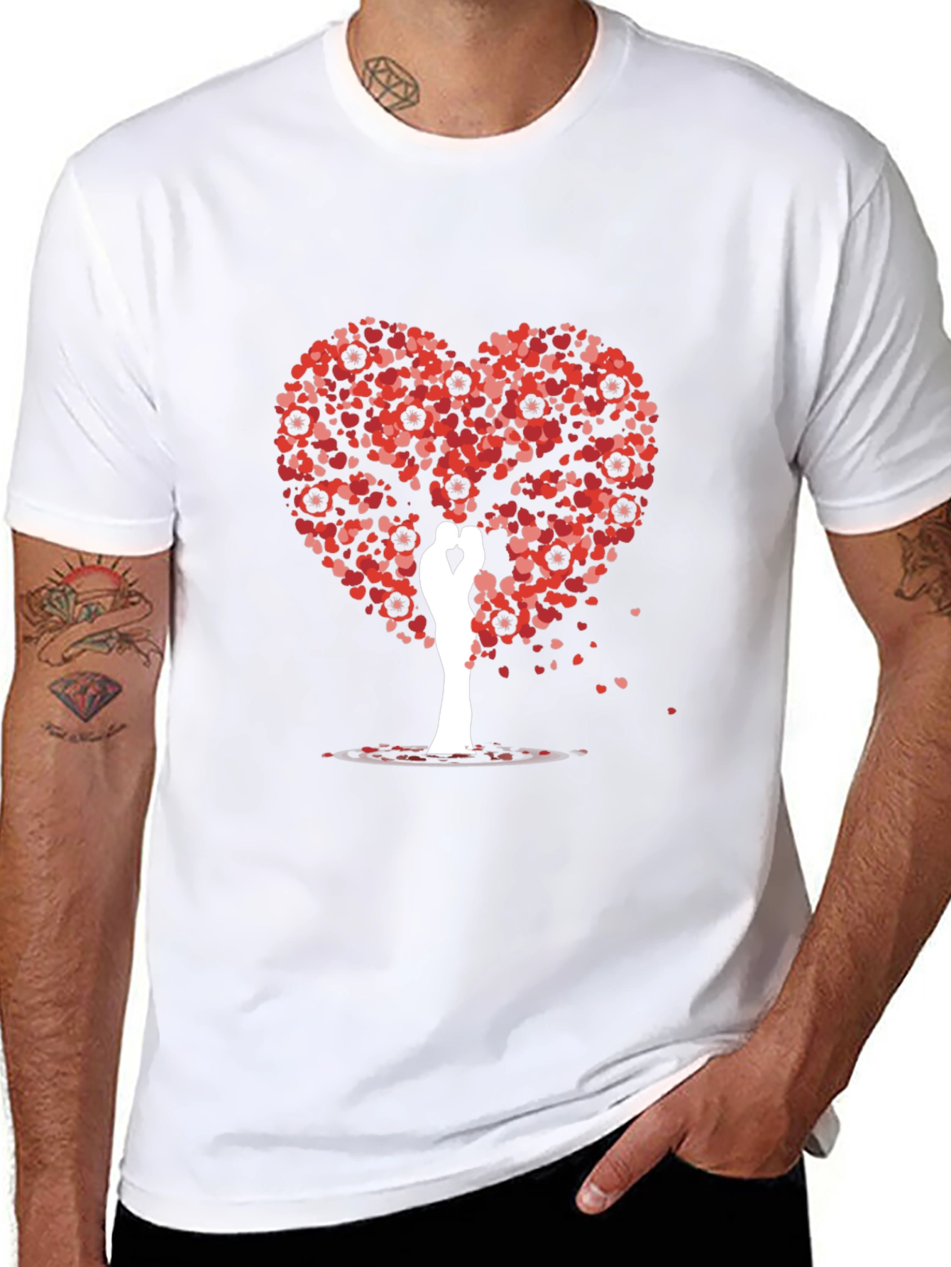 Heart Tree Lovers T-Shirt - Romantic Graphic Tee