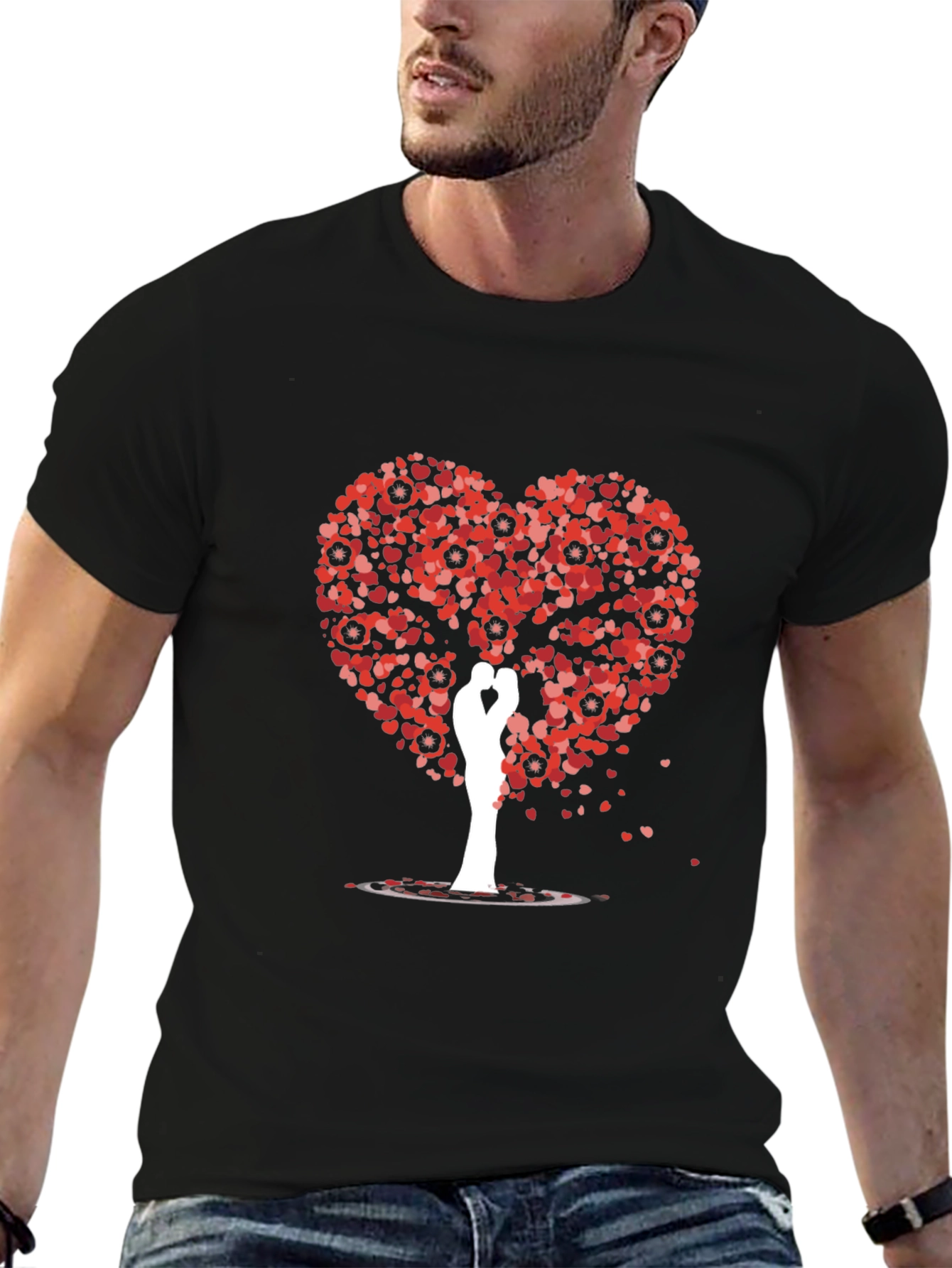 Heart Tree Lovers T-Shirt - Romantic Graphic Tee