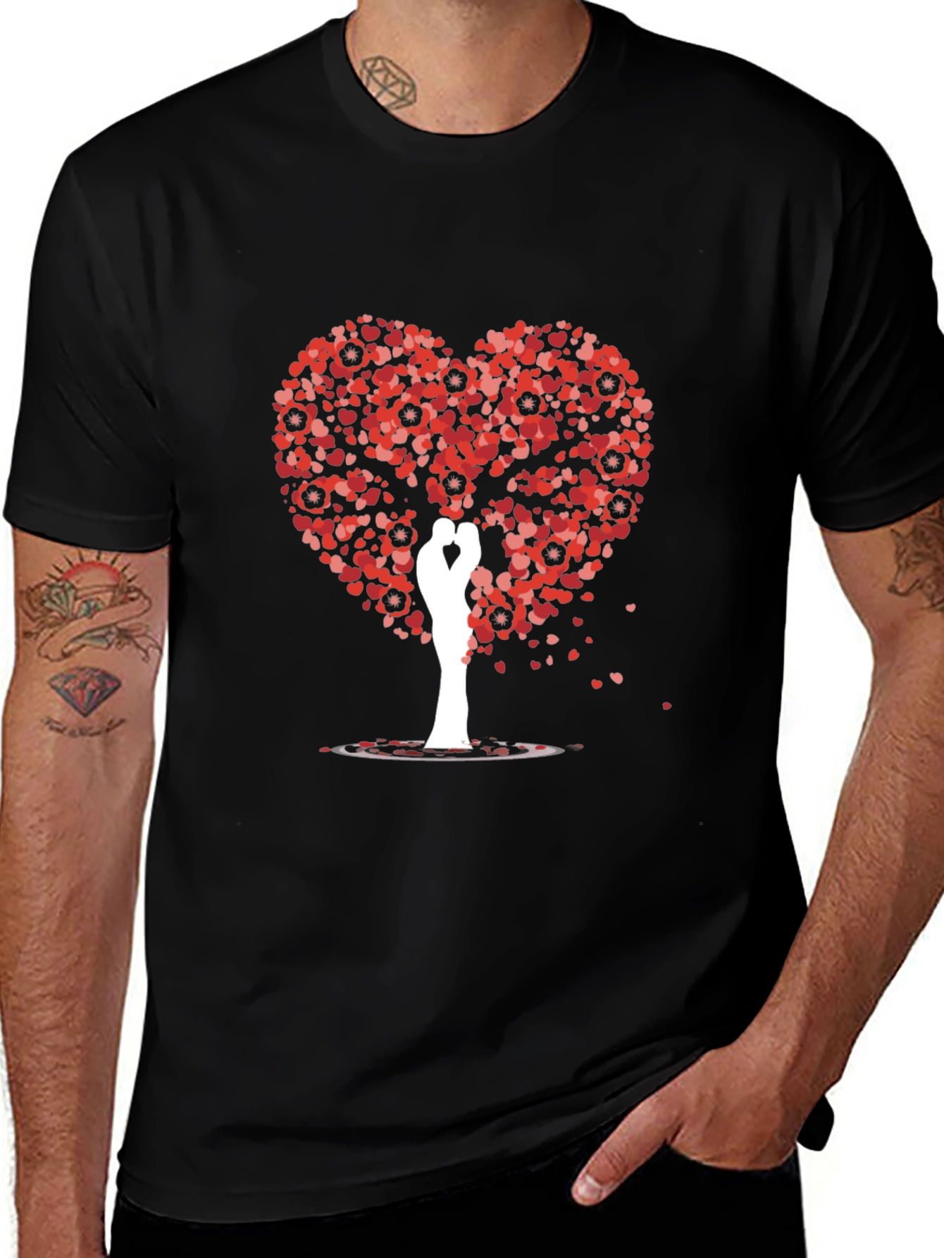 Heart Tree Lovers T-Shirt - Romantic Graphic Tee