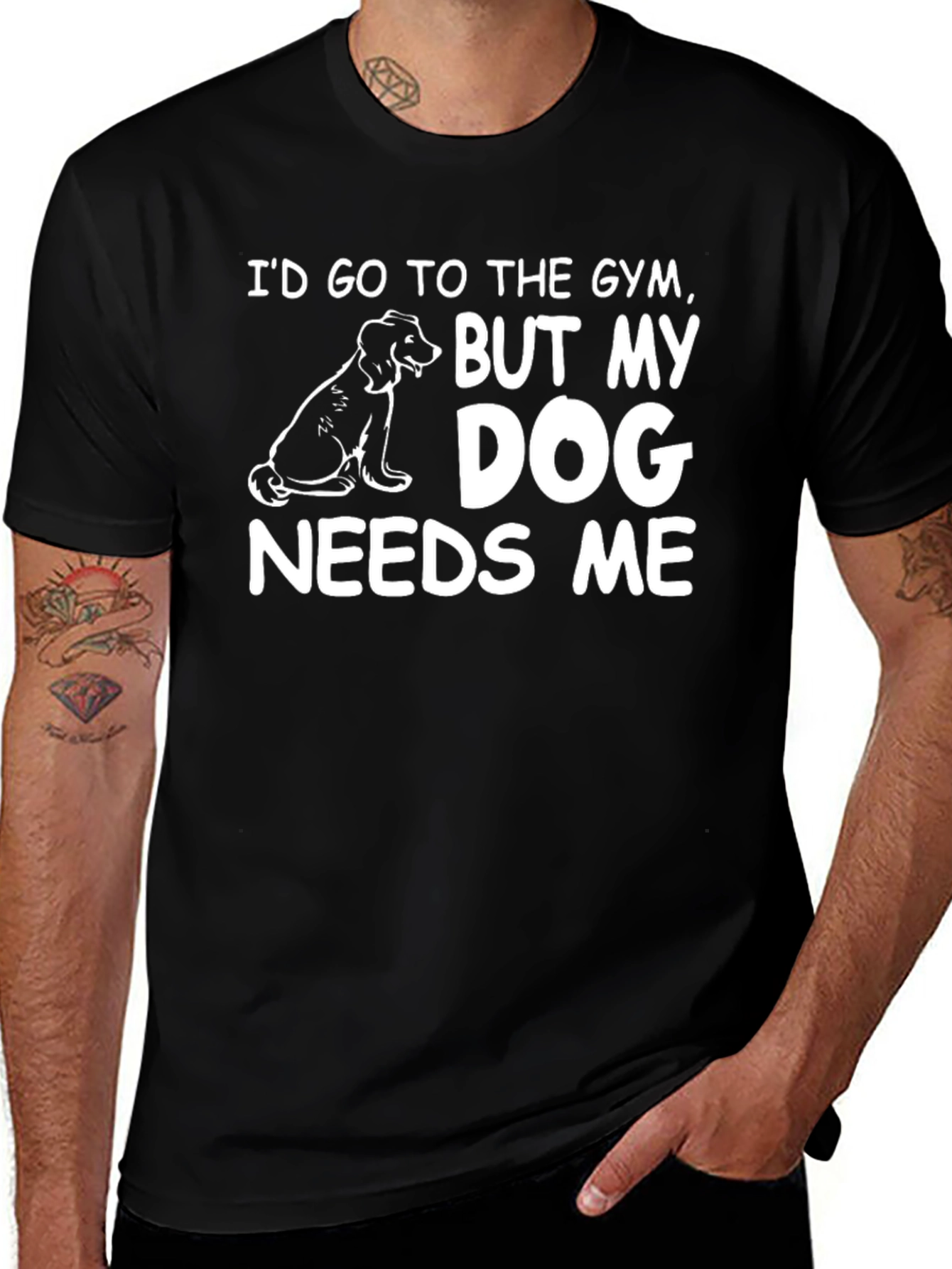Dog Needs Me Black T-Shirt